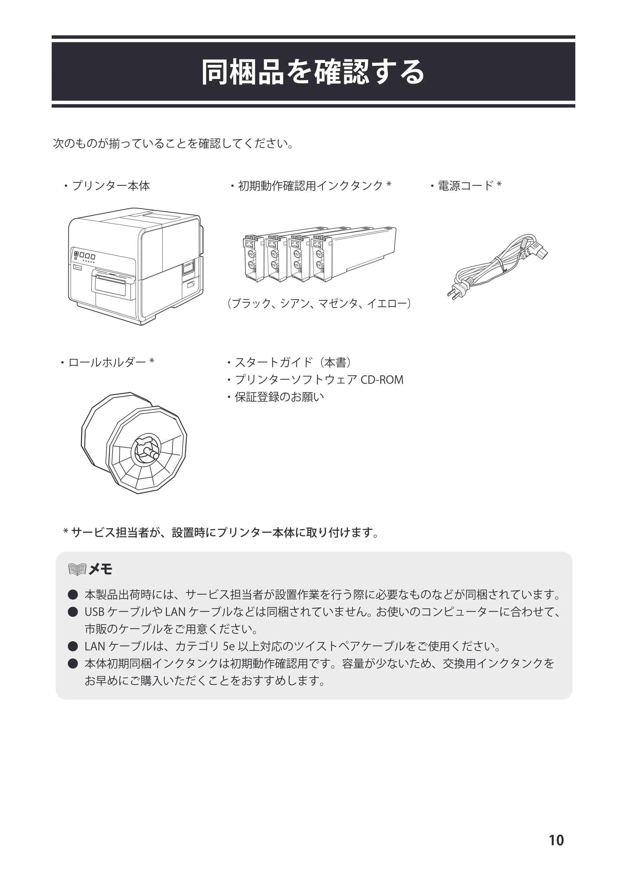 キヤノン LX-P5500/LX-D5500 LX-D5500 （BJI-P511M用） スタートガイド 2024年8月1日更新（PDF：6.42MB） — 同梱品を確認する — 原本ページ — 13ページ