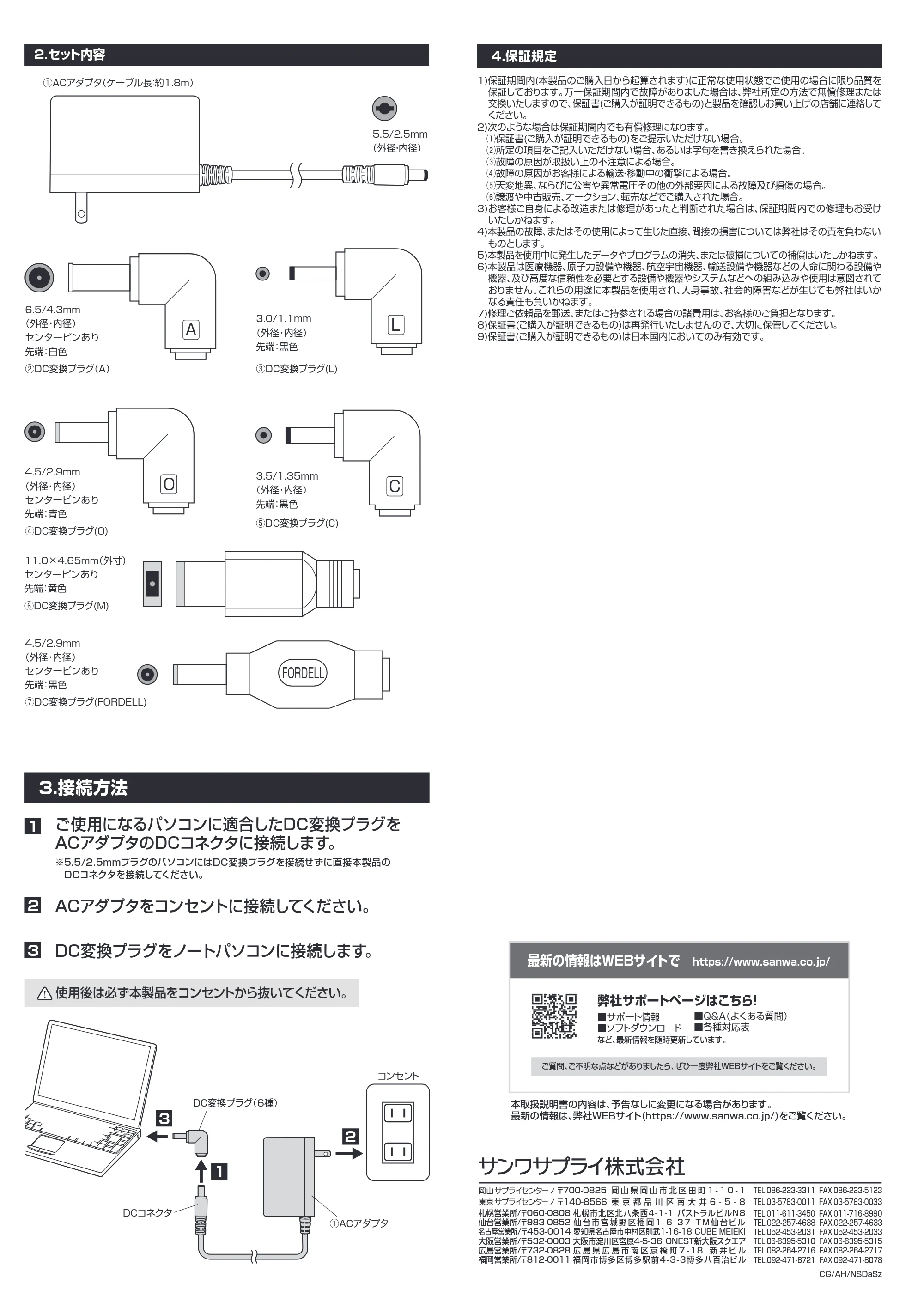 サンワサプライ ACA-DC116ML 取扱説明書 — 原本ページ — 2ページ