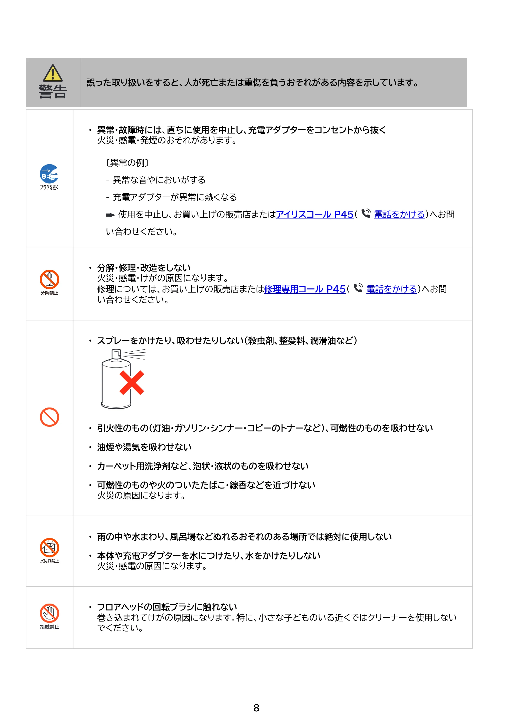 アイリスオーヤマ FBD-D1-NH 取扱説明書 — 原本ページ — 8ページ