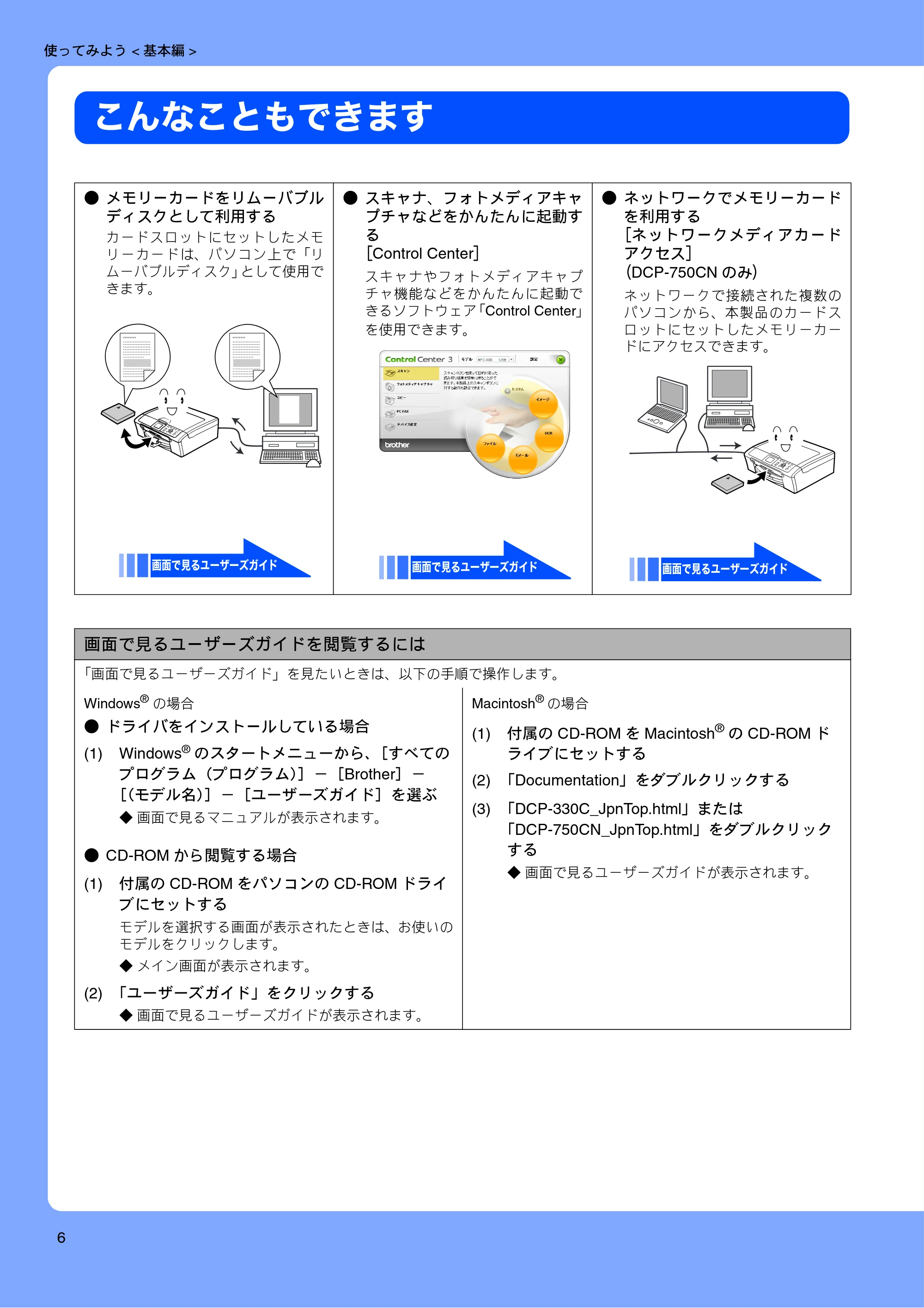 ブラザー DCP-330C / DCP-750CN / DCP-750CNU 取扱説明書（本体） — こんなこともできます — 原本ページ — 8ページ