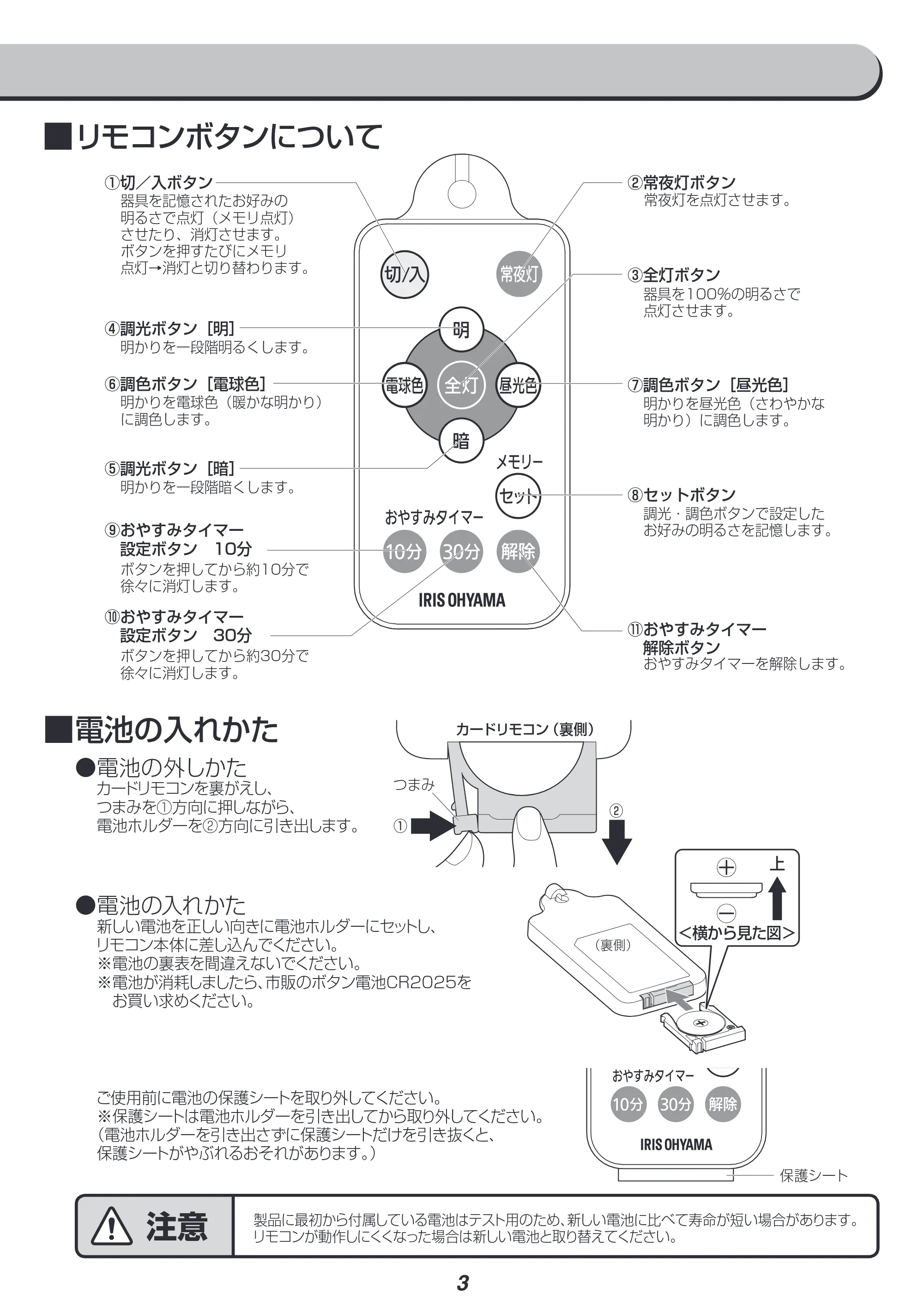 アイリスオーヤマ PLM8DL-KG 取扱説明書 — 原本ページ — 3ページ