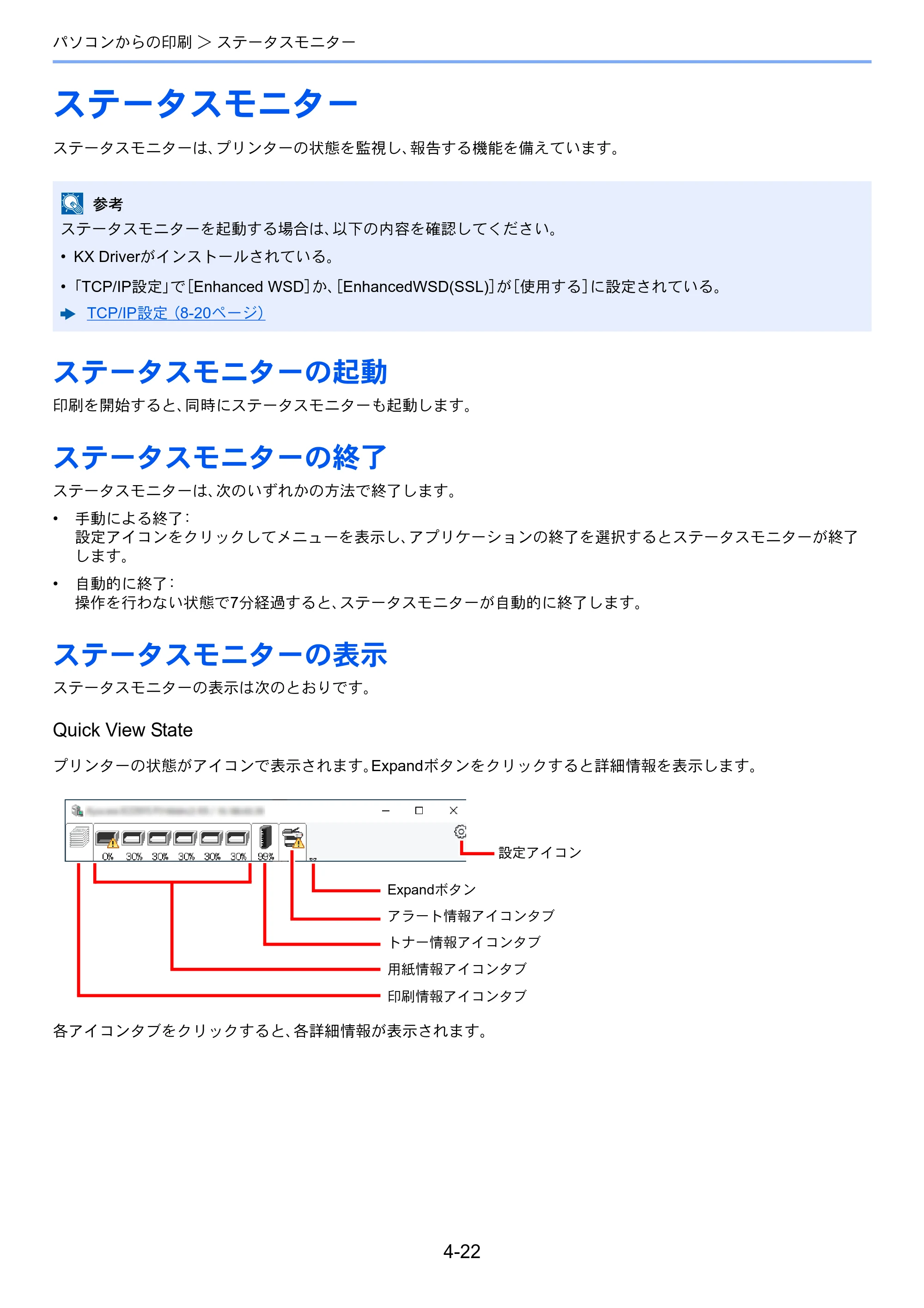 京セラ ECOSYS P4140dn ECOSYS P4140dn 使用説明書 — ステータスモニター — 原本ページ — 120ページ