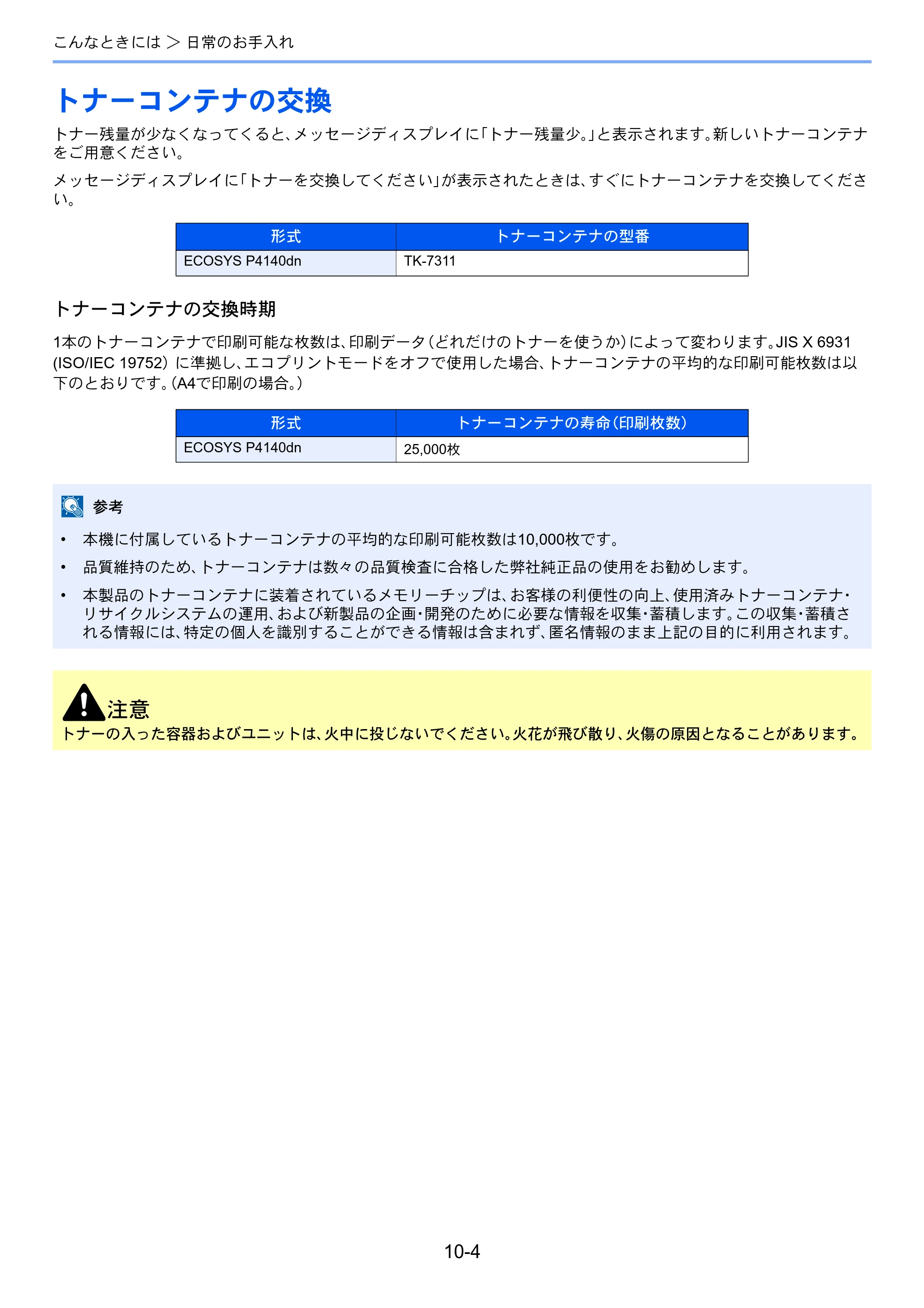 京セラ ECOSYS P4140dn ECOSYS P4140dn 使用説明書 — トナーコンテナの交換 — 原本ページ — 216ページ