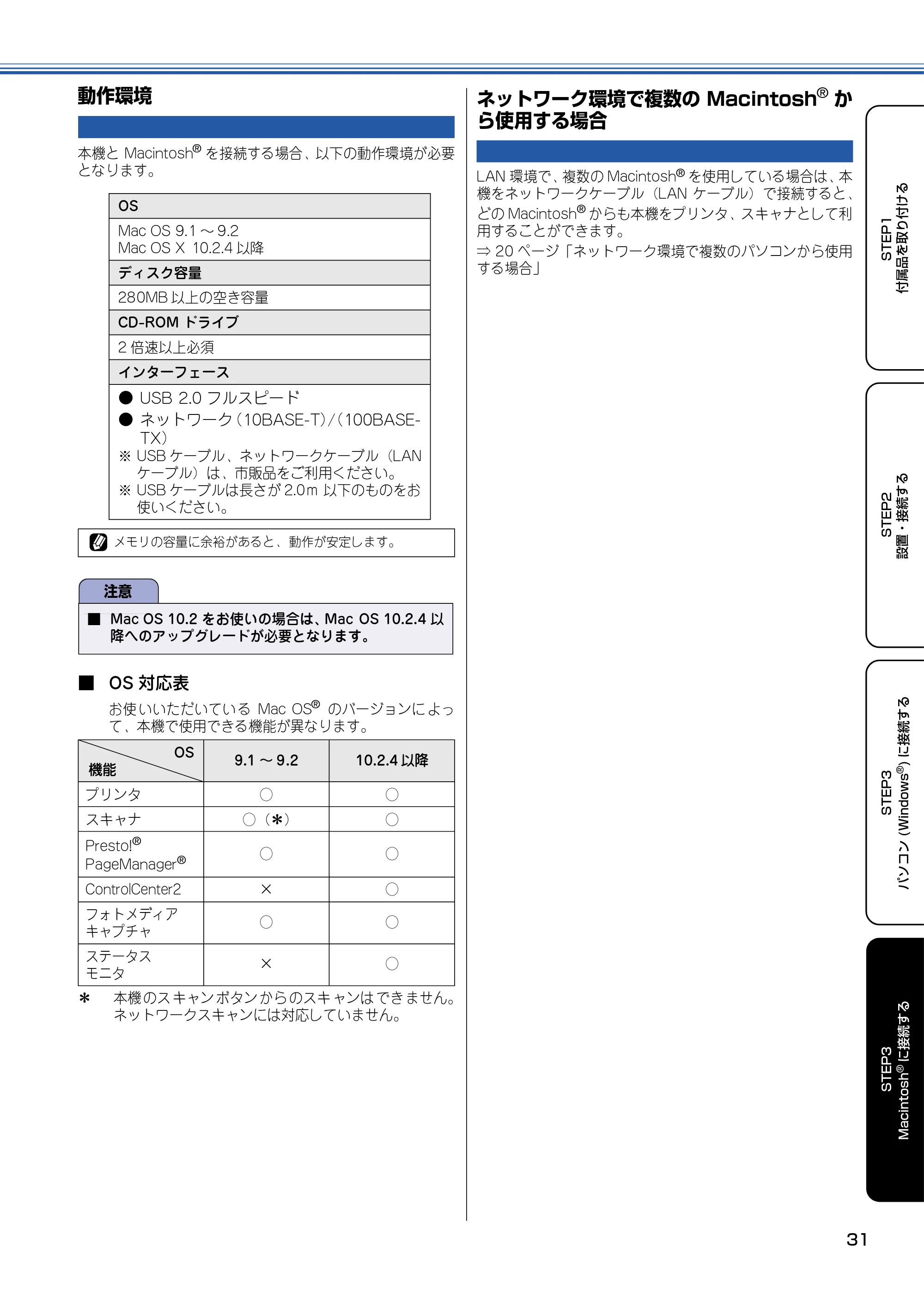 ブラザー DCP-315CN かんたん設置ガイド — 動作環境 — 原本ページ — 32ページ