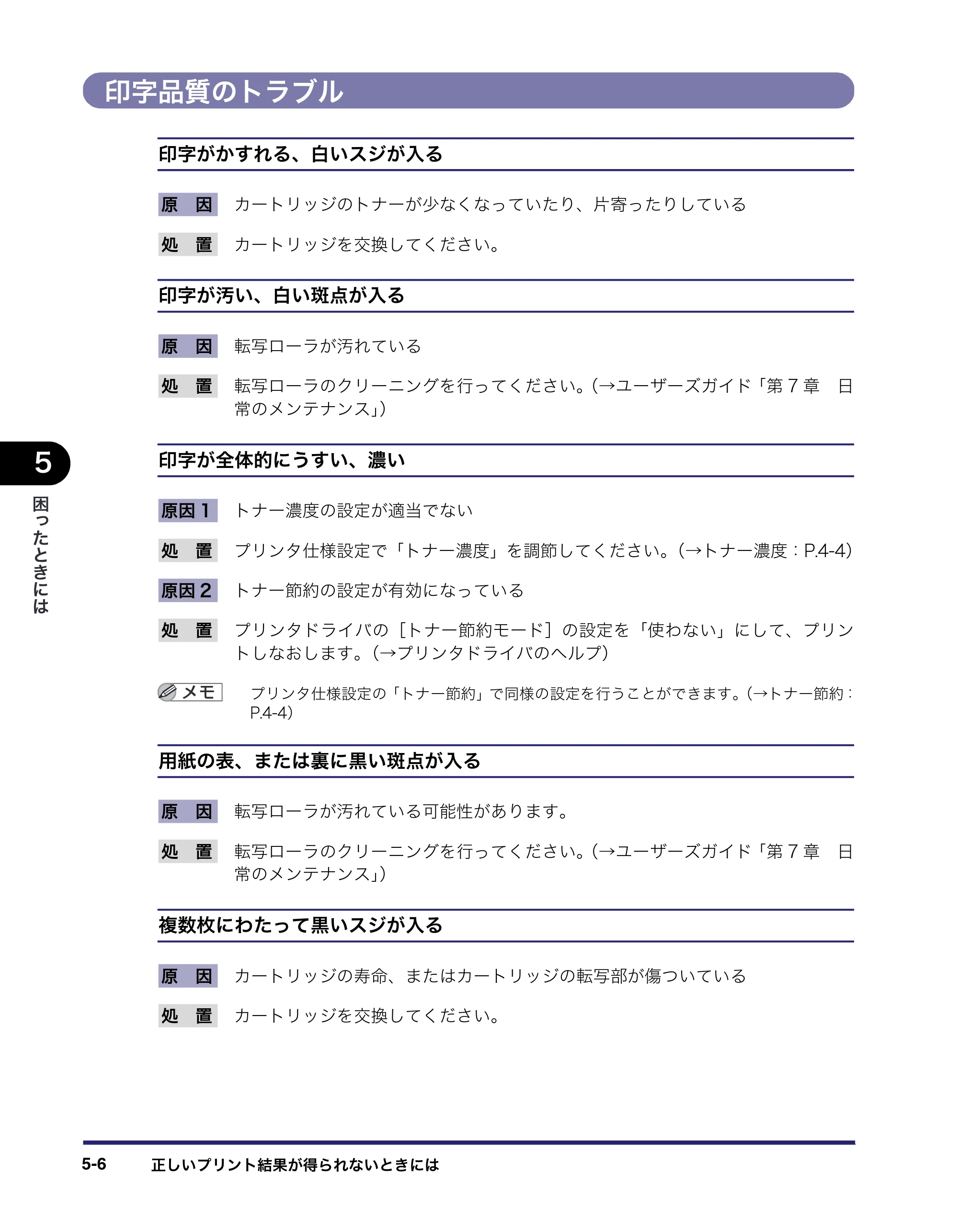 キヤノン CARPS2 プリンターガイド CARPS2 プリンターガイド 2016年1月28日掲載（PDF：3.82MB） — 印字品質のトラブル — 原本ページ — 46ページ