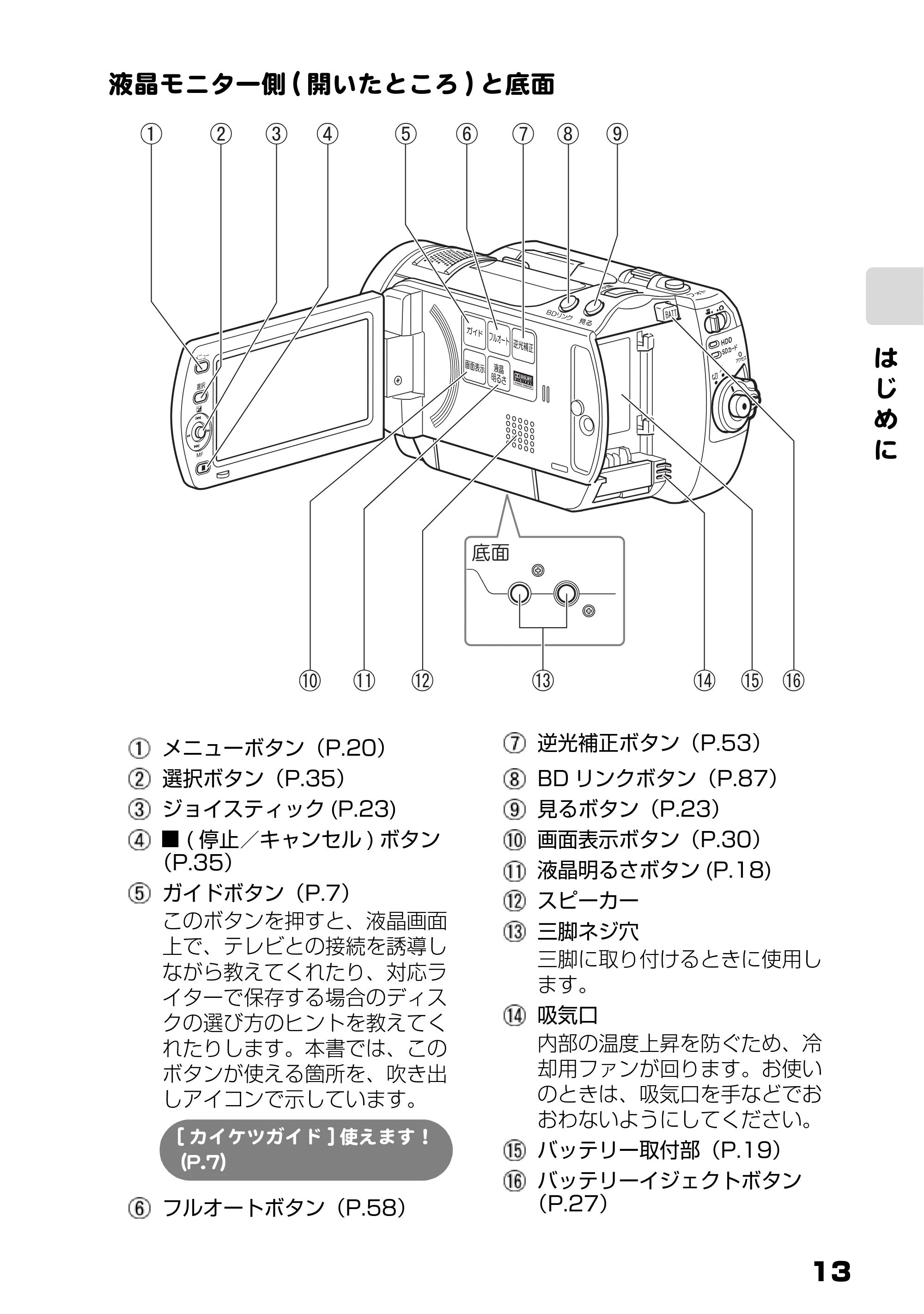 日立 DZ-HD90 取扱説明書 — 原本ページ — 13ページ