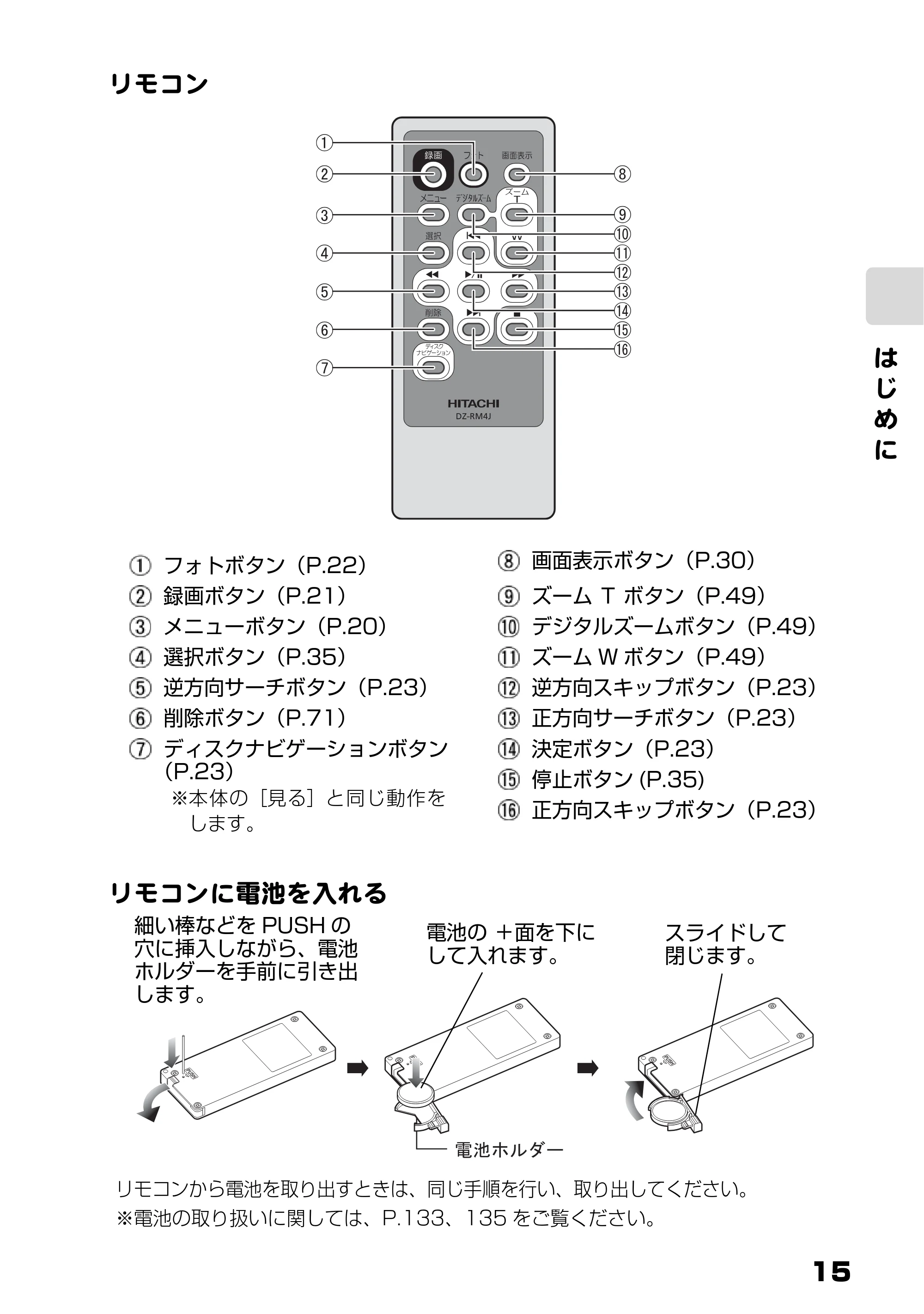 日立 DZ-HD90 取扱説明書 — 原本ページ — 15ページ