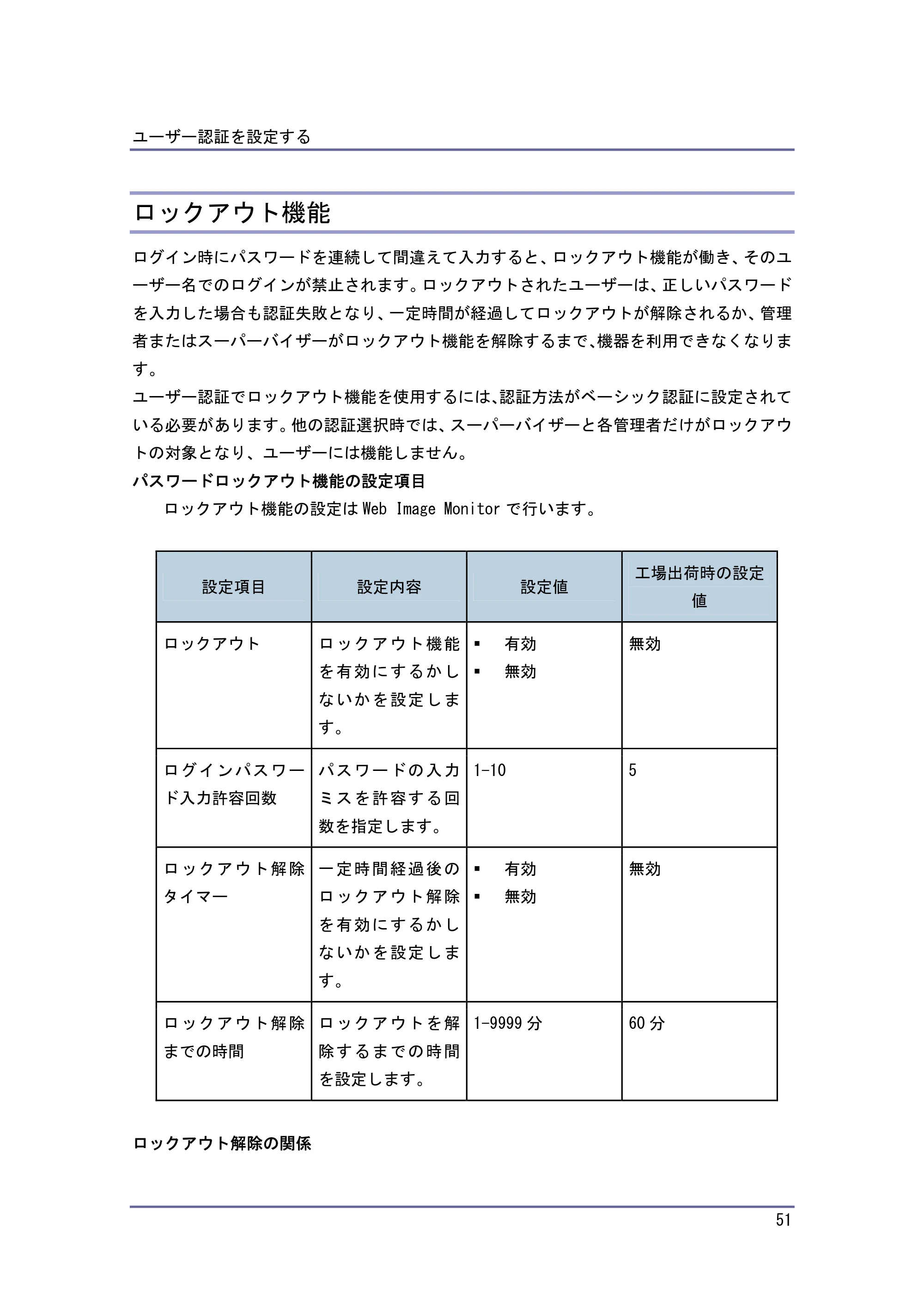 キヤノン PostScript3 セキュリティーガイド （PDF形式／5.98Mバイト） — ロックアウト機能 — 原本ページ — 51ページ