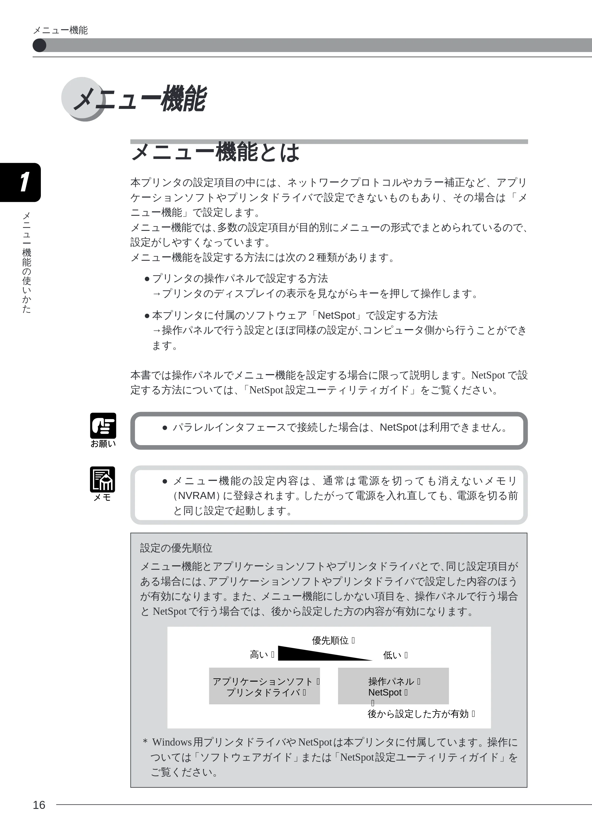 キヤノン LBP-2260PSII プリンター機能マニュアル （PDF形式／10.41Mバイト） — メニュー機能 — 原本ページ — 18ページ