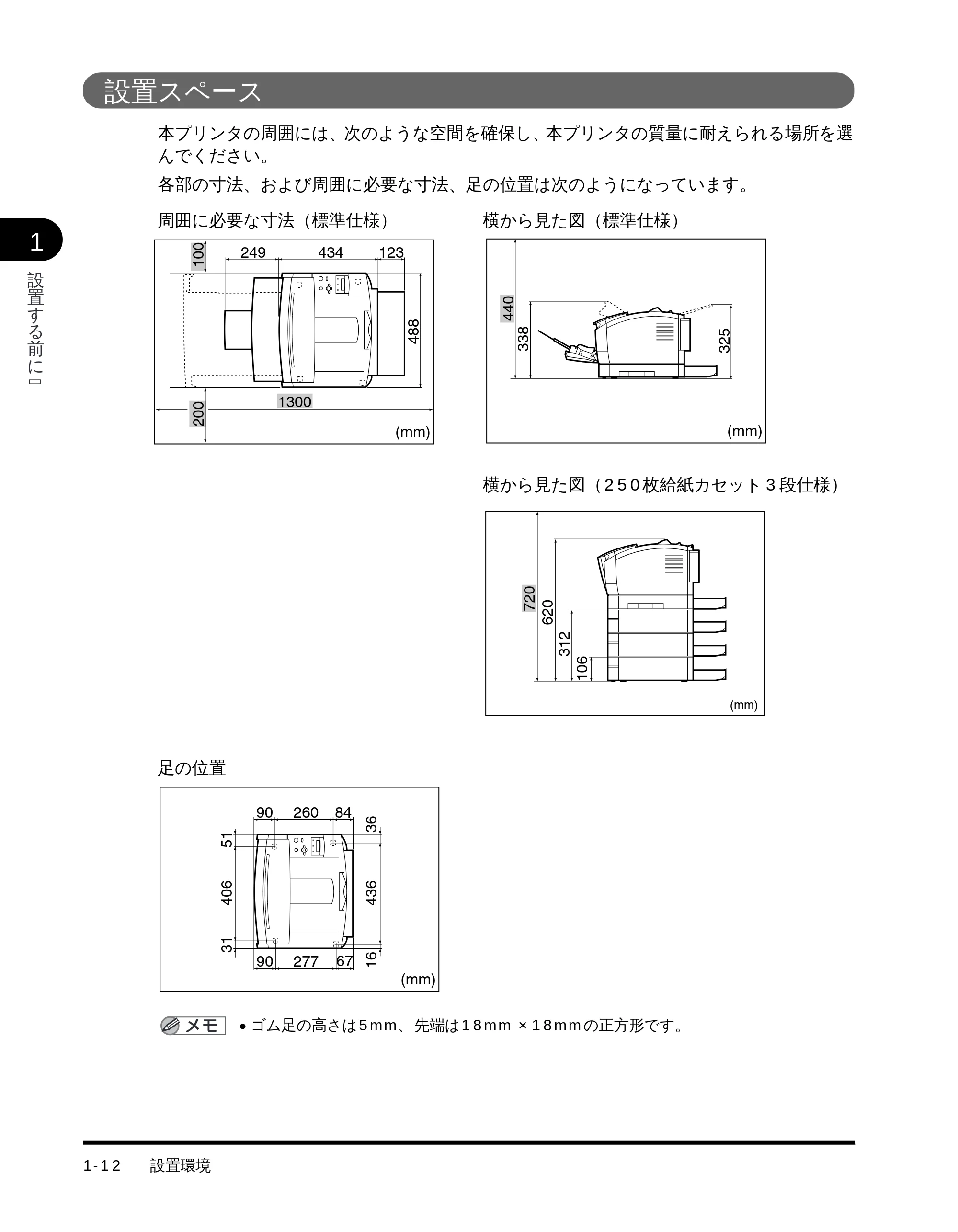 キヤノン LBP-1510 設置ガイド （PDF形式／4.42Mバイト） — 設置スペース — 原本ページ — 26ページ