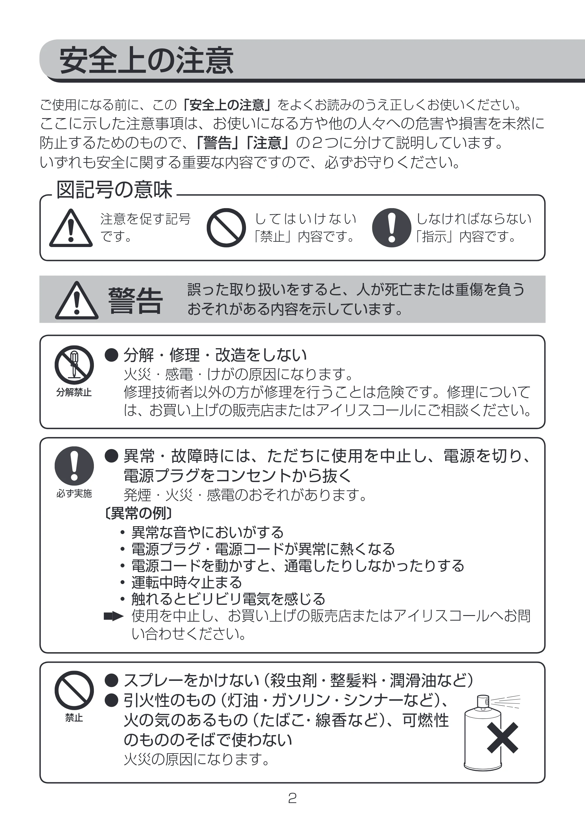 アイリスオーヤマ PCF-HM23 取扱説明書 — 原本ページ — 2ページ