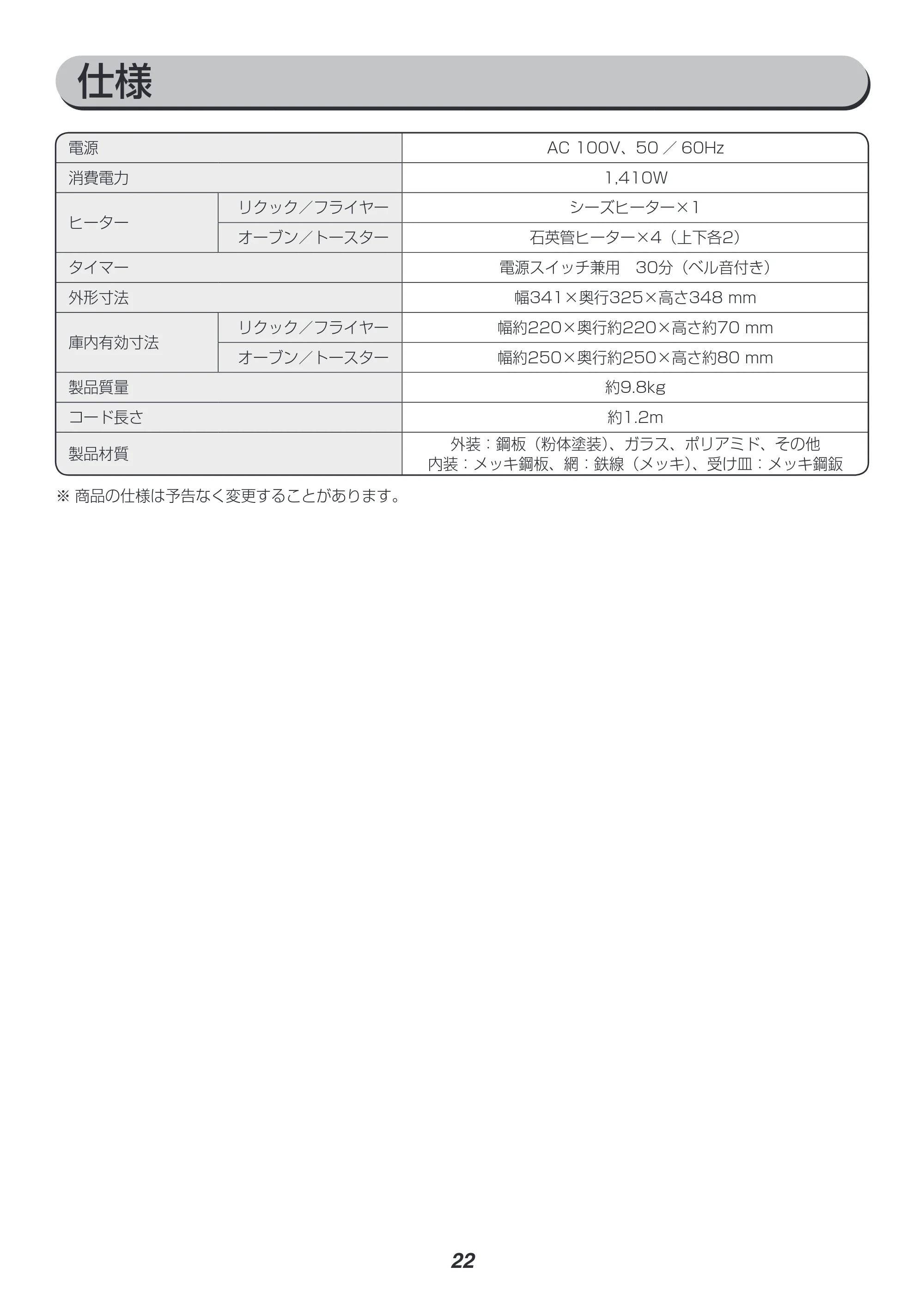 アイリスオーヤマ FVX-D3B 取扱説明書 — 原本ページ — 22ページ