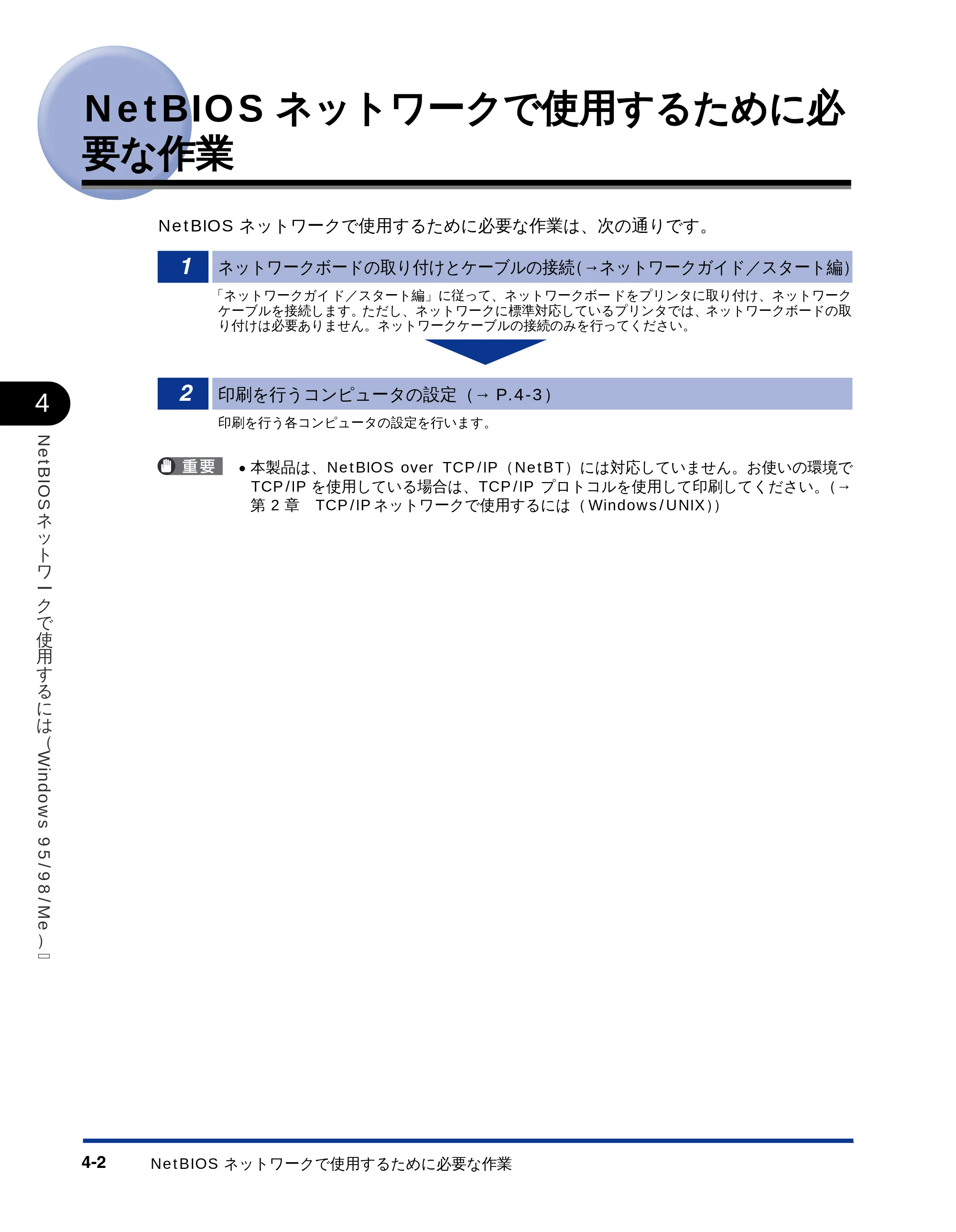 キヤノン LBP-1710 ネットワークガイド （PDF形式／5.9Mバイト） — NetBIOSネットワークで使用するために必 要な作業 — 原本ページ — 88ページ
