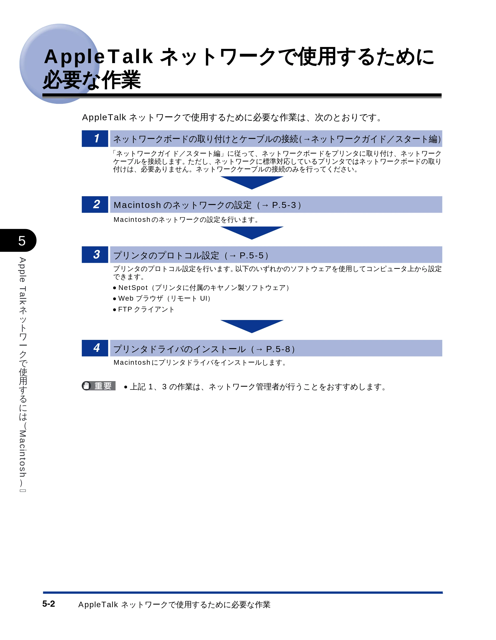 キヤノン LBP-1710 ネットワークガイド （PDF形式／5.9Mバイト） — AppleTalkネットワークで使用するために 必要な作業 — 原本ページ — 94ページ