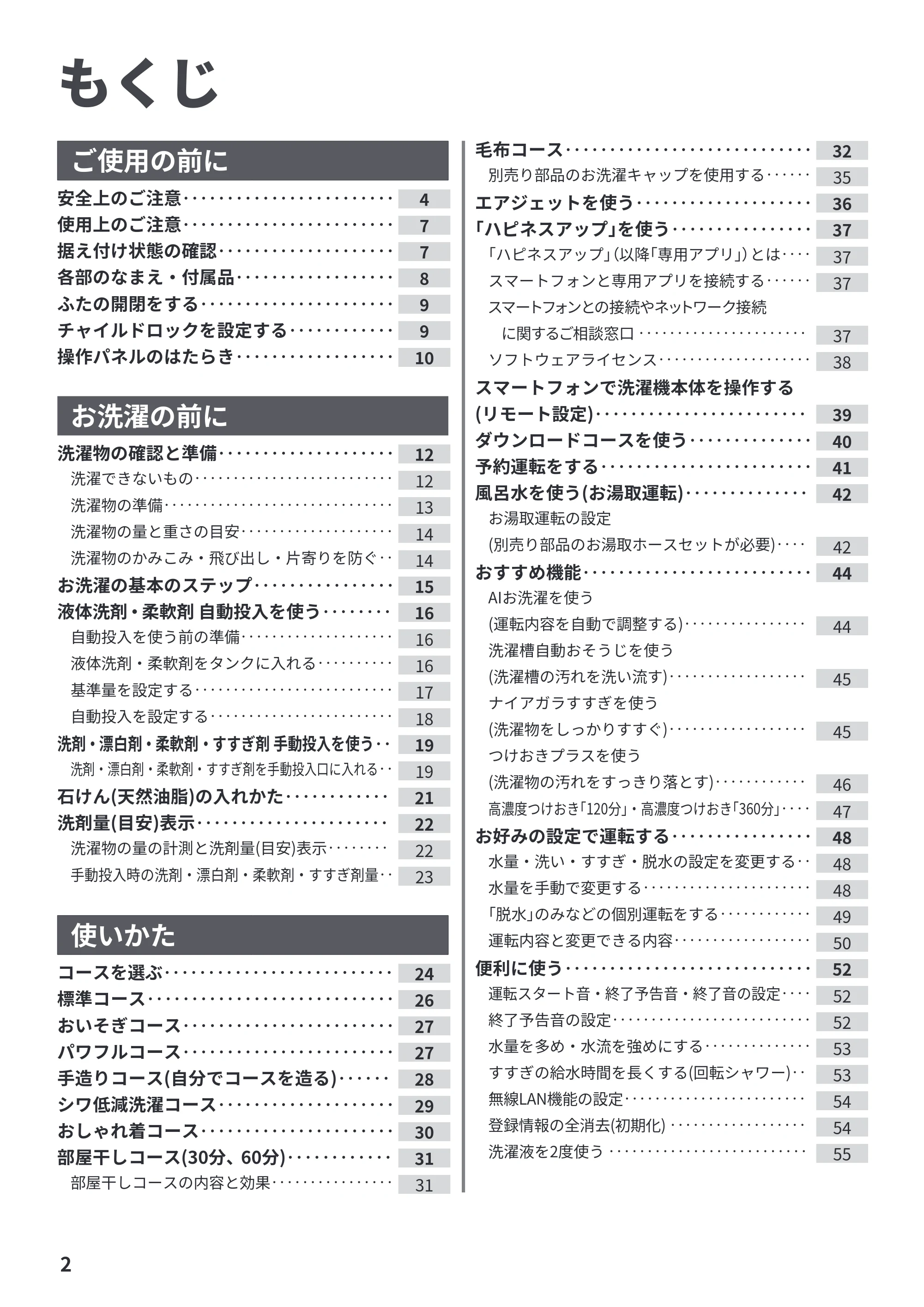 日立 BW-X120P 取扱説明書 — もくじ — 原本ページ — 2ページ