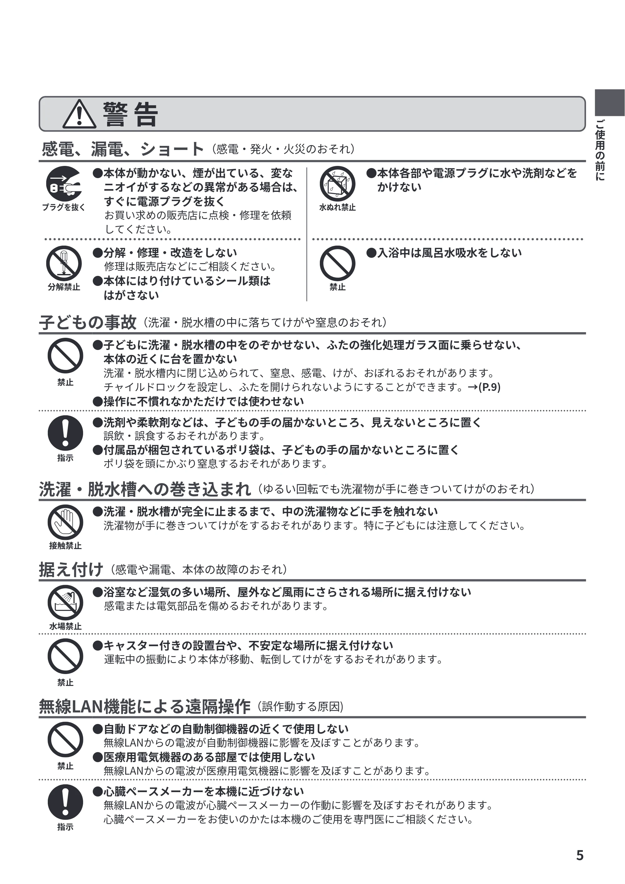 日立 BW-X120P 取扱説明書 — 原本ページ — 5ページ