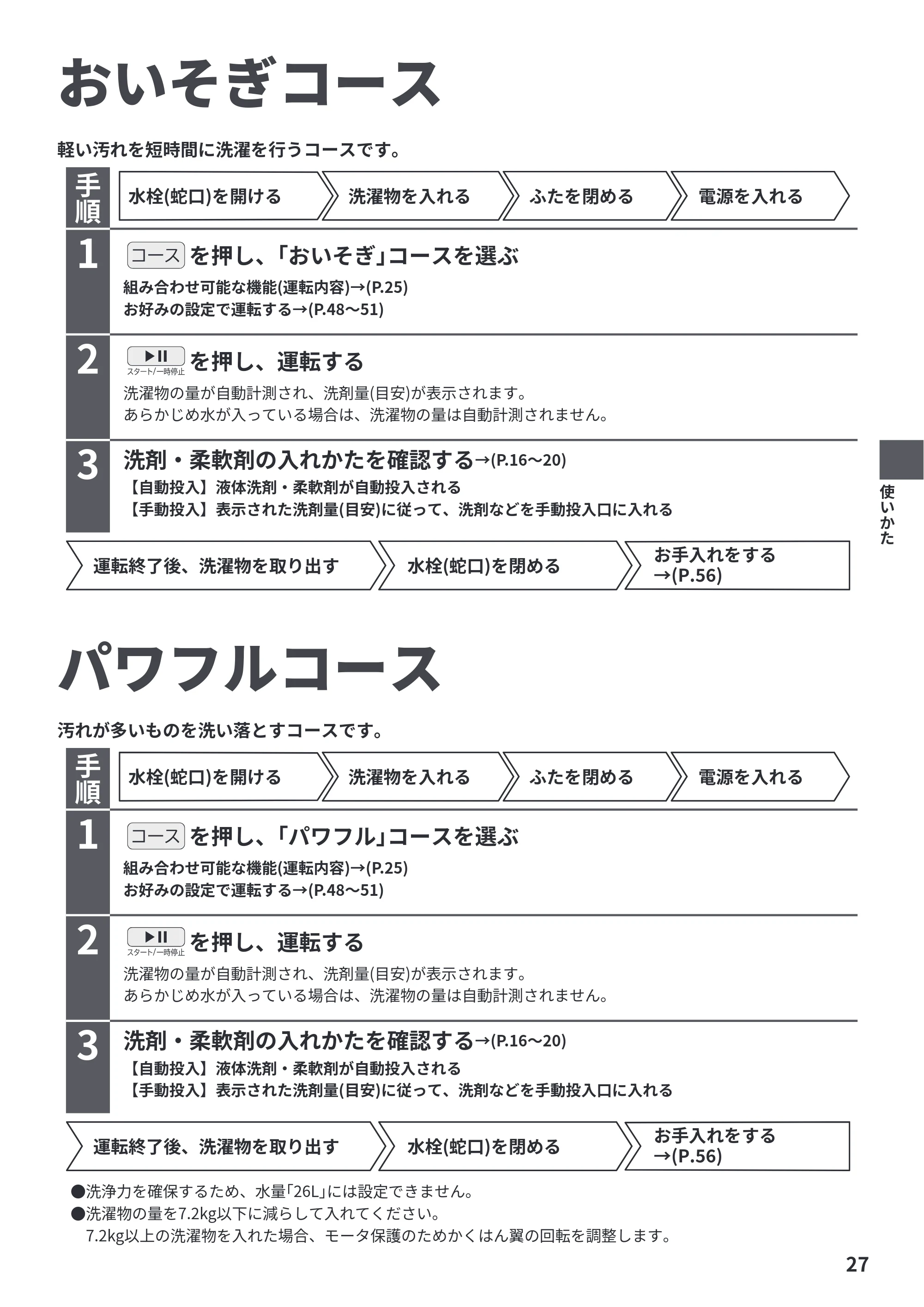日立 BW-X120P 取扱説明書 — おいそぎコース — 原本ページ — 27ページ