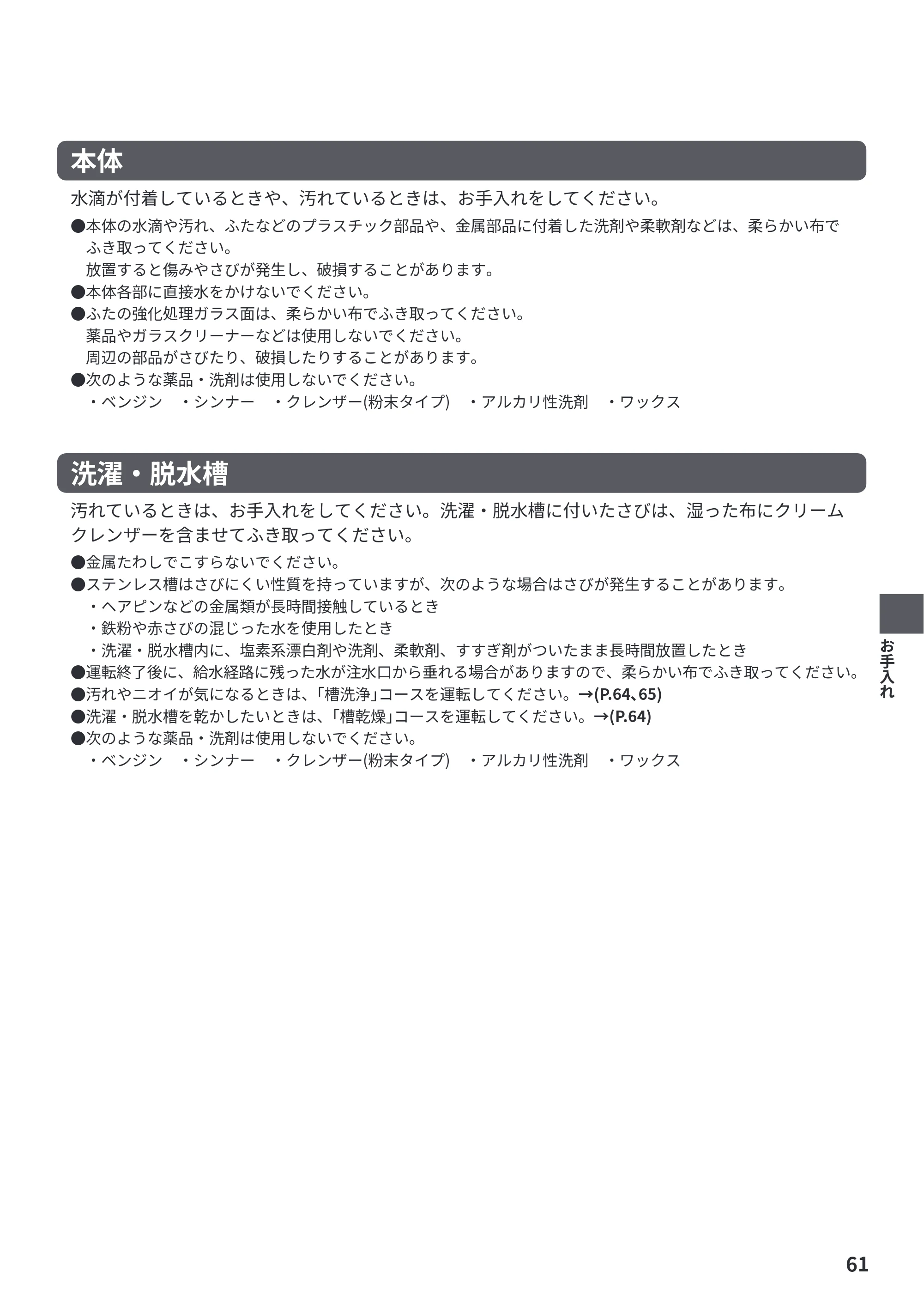 日立 BW-X120P 取扱説明書 — 原本ページ — 61ページ