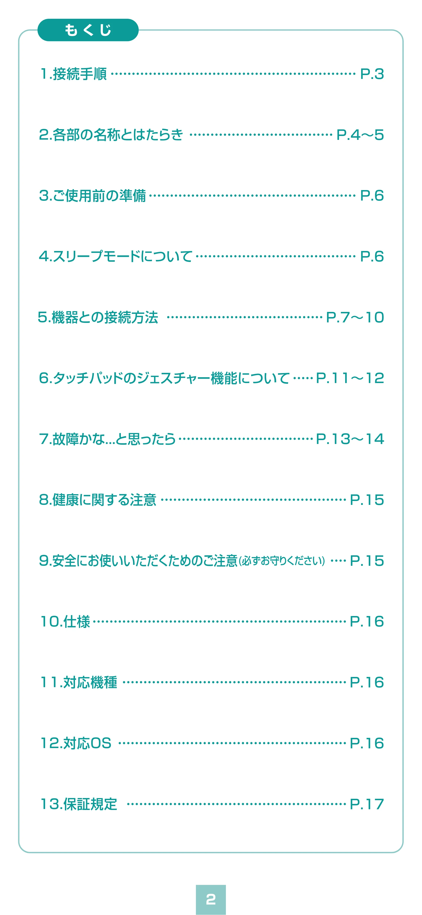 サンワサプライ MA-PB521GM / MA-PB521LGM 取扱説明書 — 原本ページ — 2ページ