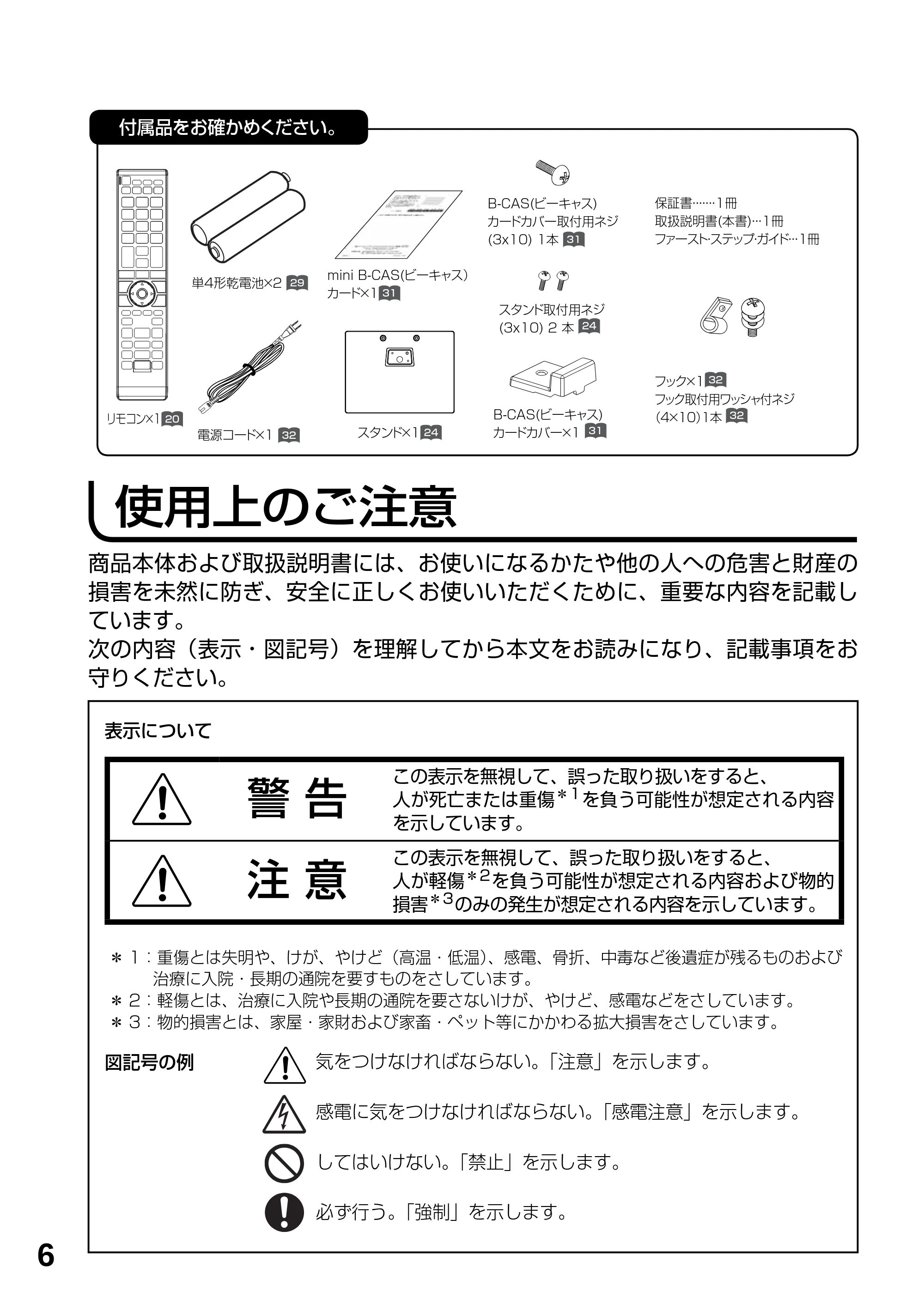 日立 L19-N2 取扱説明書 — 使用上のご注意 — 原本ページ — 6ページ