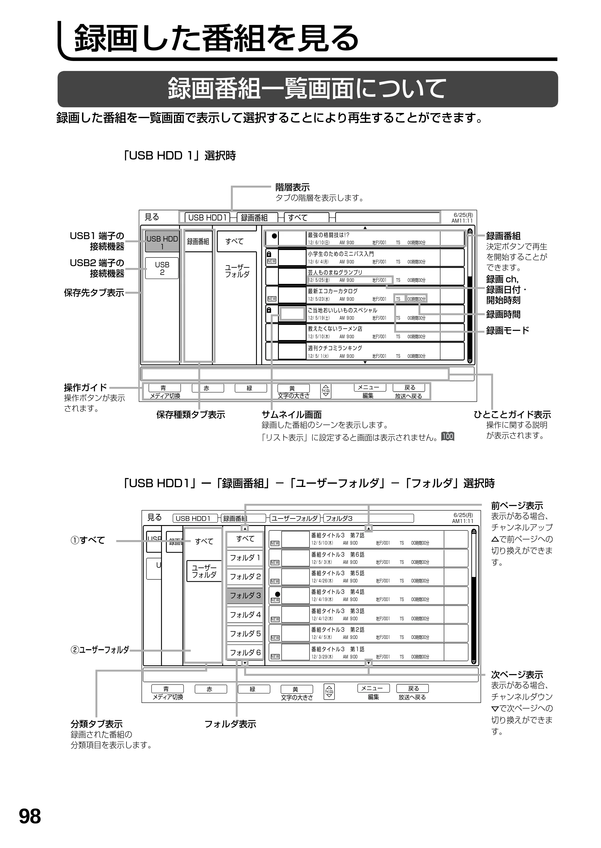 日立 L19-N2 取扱説明書 — 録画した番組を見る — 原本ページ — 98ページ