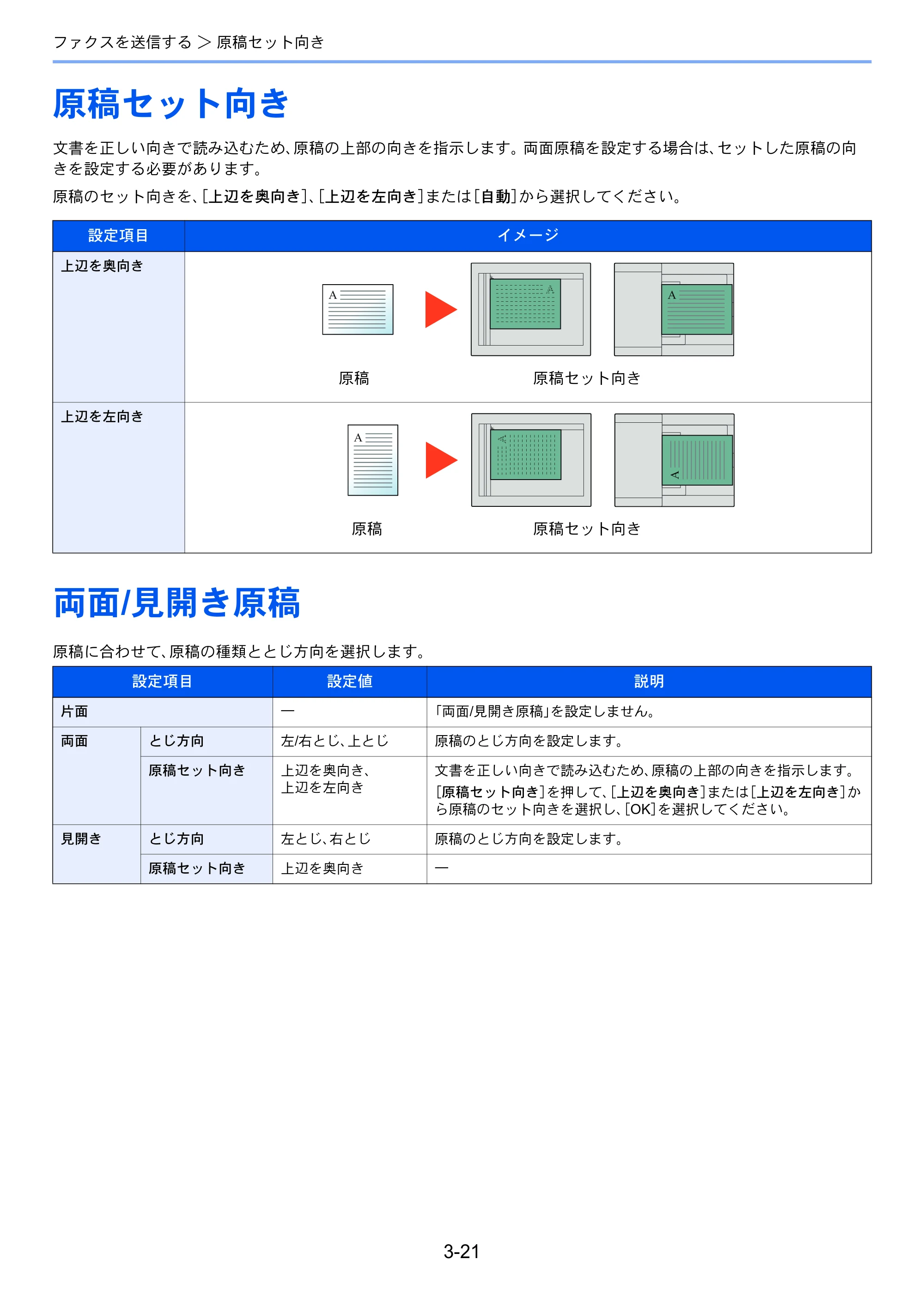 京セラ TASKalfa 356ci / TASKalfa 406ci TASKalfa 406ci/TASKalfa 356ci FAXSystem10 使用説明書 — 原稿セット向き — 原本ページ — 67ページ