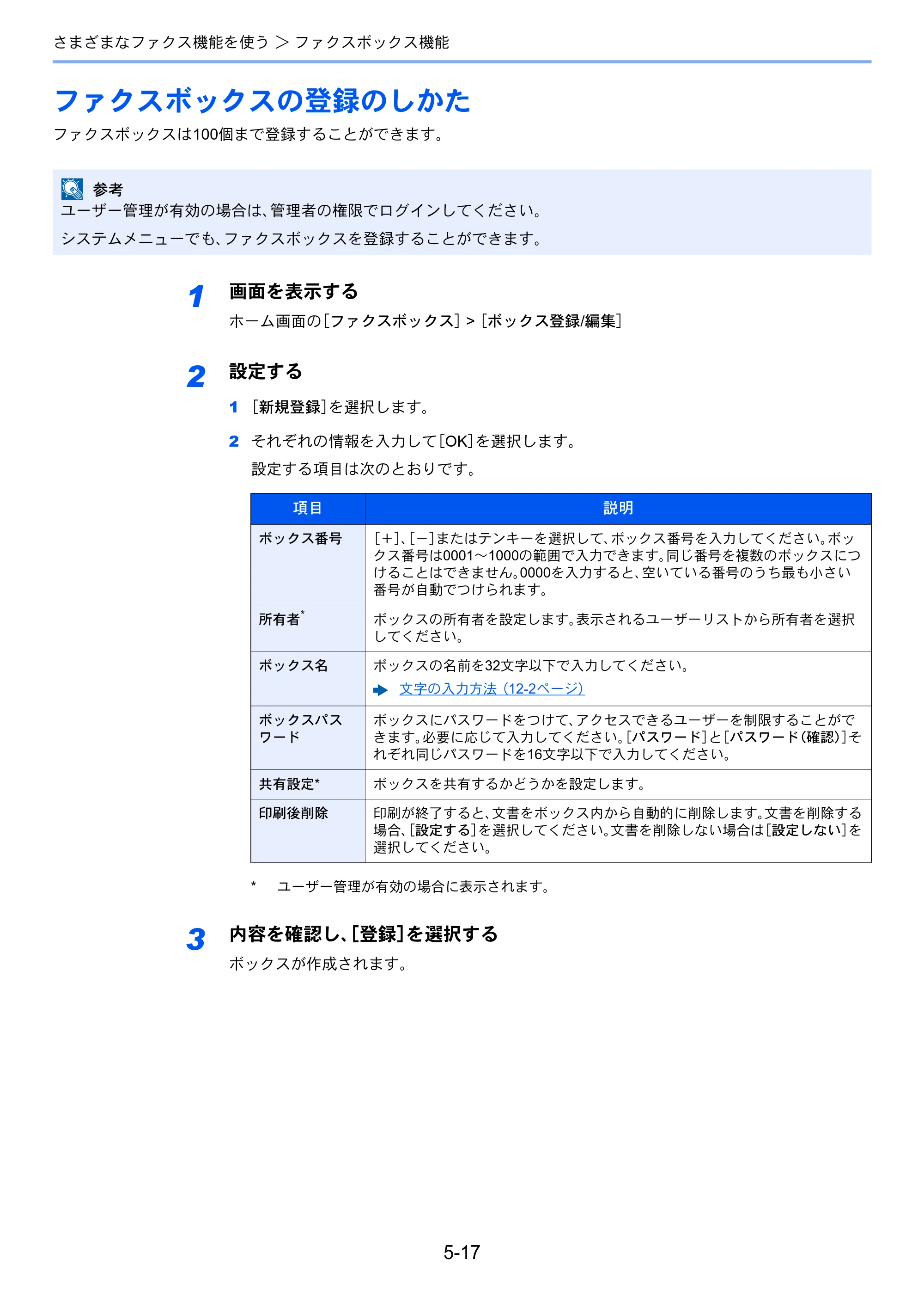 京セラ TASKalfa 356ci / TASKalfa 406ci TASKalfa 406ci/TASKalfa 356ci FAXSystem10 使用説明書 — ファクスボックスの登録のしかた — 原本ページ — 106ページ