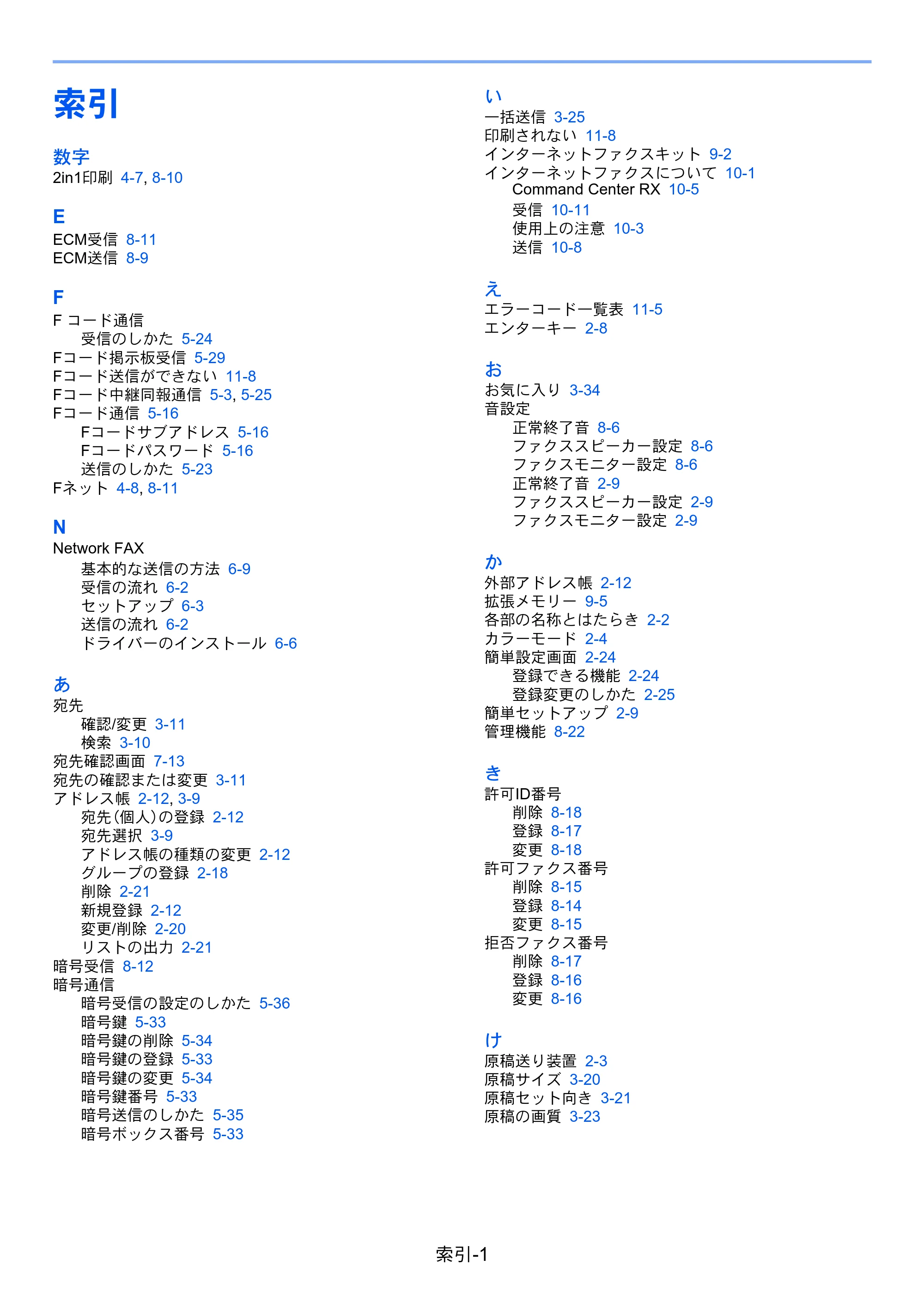 京セラ TASKalfa 356ci / TASKalfa 406ci TASKalfa 406ci/TASKalfa 356ci FAXSystem10 使用説明書 — 索引 — 原本ページ — 250ページ