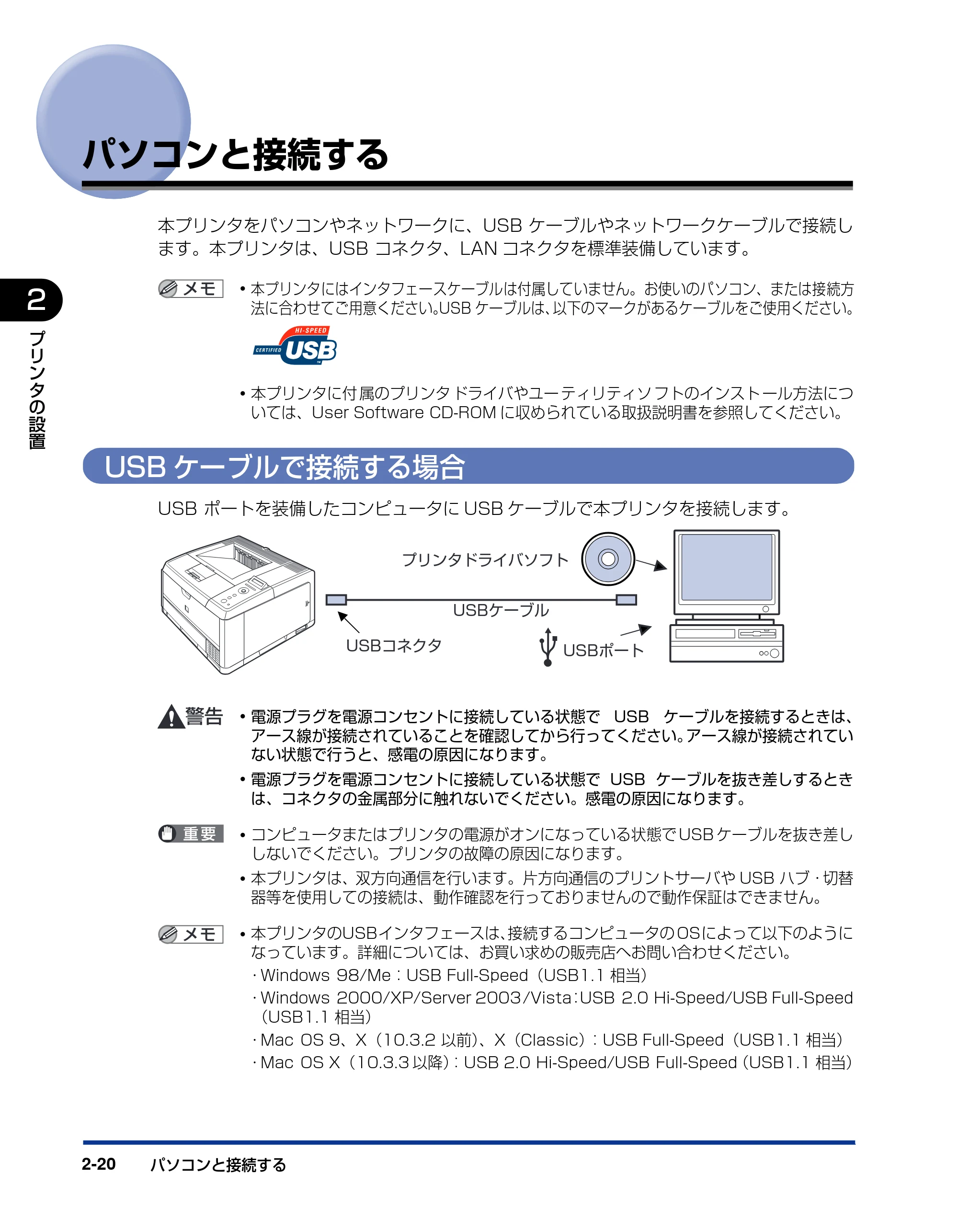 キヤノン LBP3410 設置ガイド 2011年1月20日更新 （PDF形式／2.83Mバイト） — パソコンと接続する — 原本ページ — 48ページ