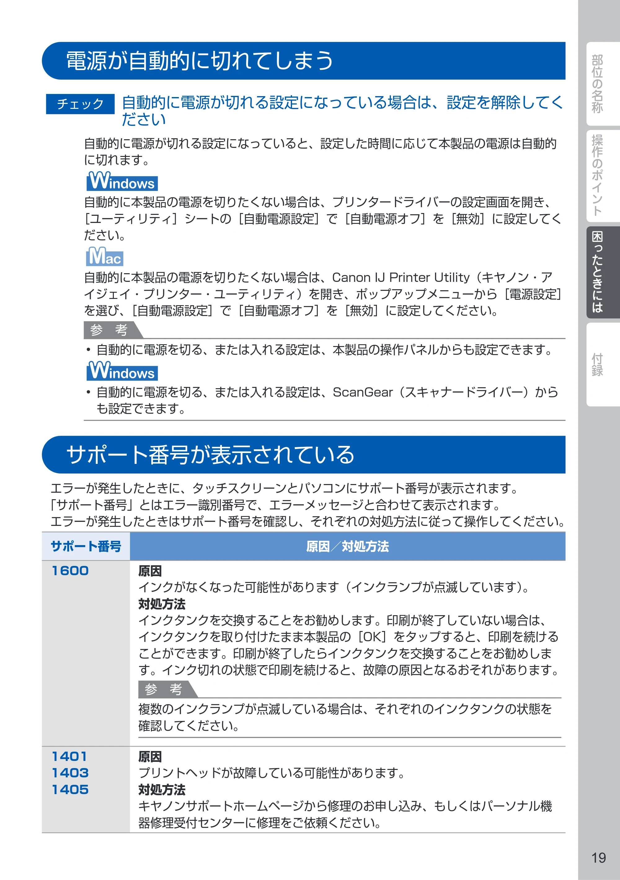 キヤノン PIXUS MG7530 / PIXUS MG7530F PIXUS 早わかり（PDF：3.50MB） — 電源が自動的に切れてしまう — 原本ページ — 21ページ