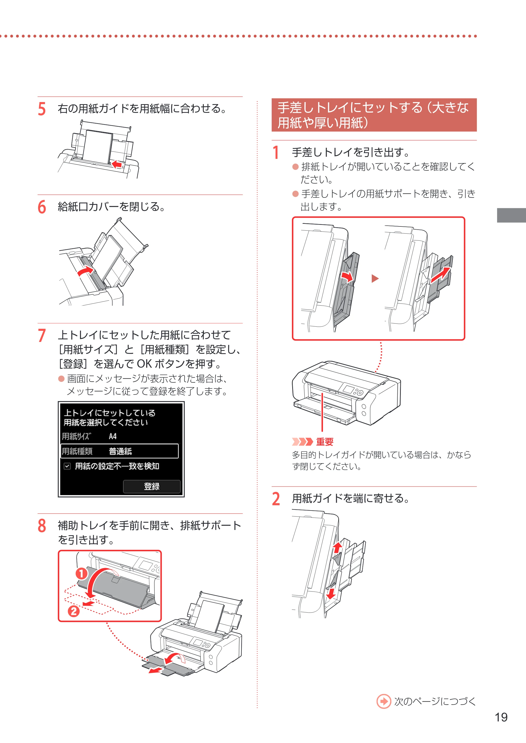 キヤノン PIXUS PRO-S1 Mark II 設置・基本操作マニュアル 2025年3月11日掲載（PDF：6.1MB） — 手差しトレイにセットする（大きな用紙や厚い用紙） — 原本ページ — 21ページ