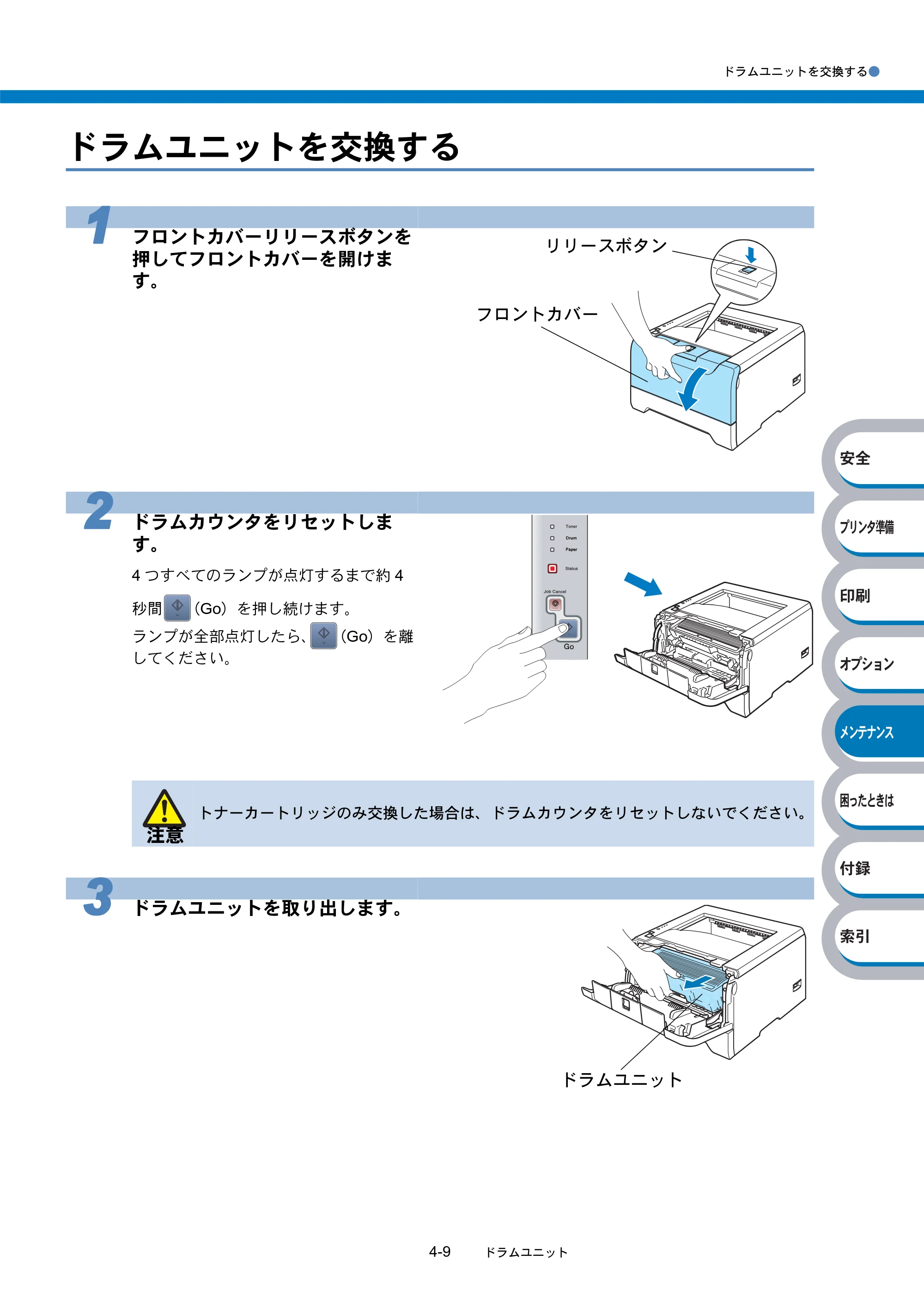 ブラザー HL-5240 / HL-5250DN 取扱説明書（本体） — ドラムユニットを交換する — 原本ページ — 121ページ