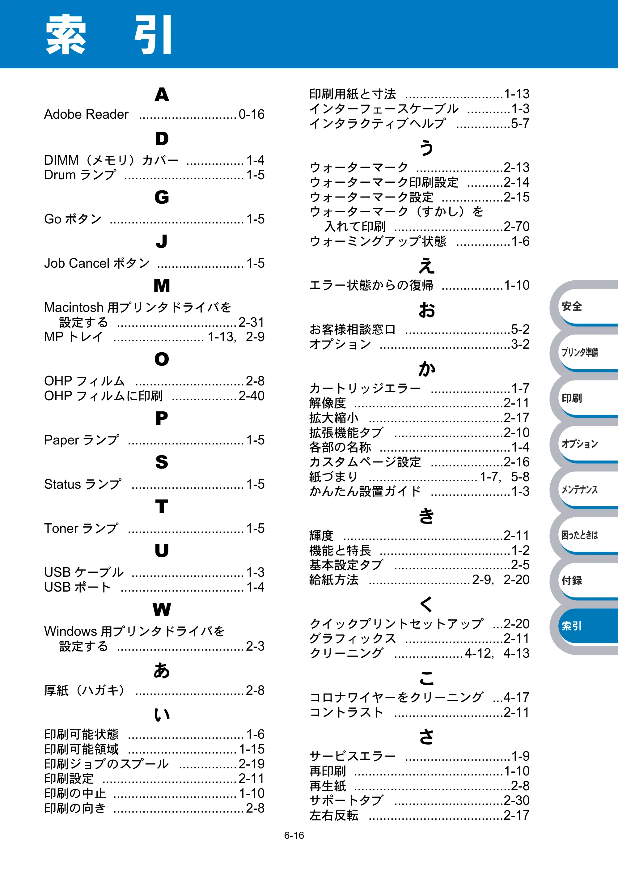 ブラザー HL-5240 / HL-5250DN 取扱説明書（本体） — 索 引 — 原本ページ — 168ページ