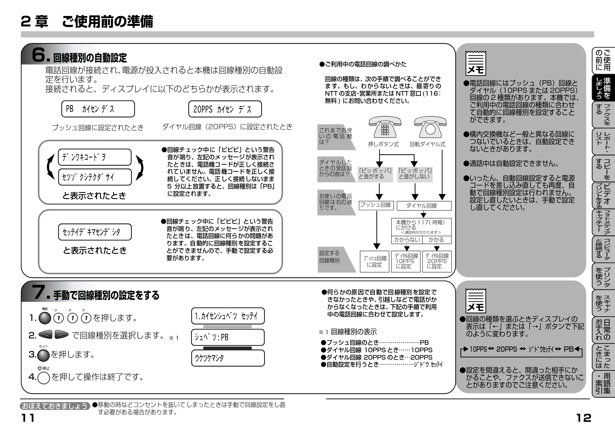 ブラザー MFC-9200J 取扱説明書(本体) — 6.回線種別の自動設定 — 原本ページ — 26ページ