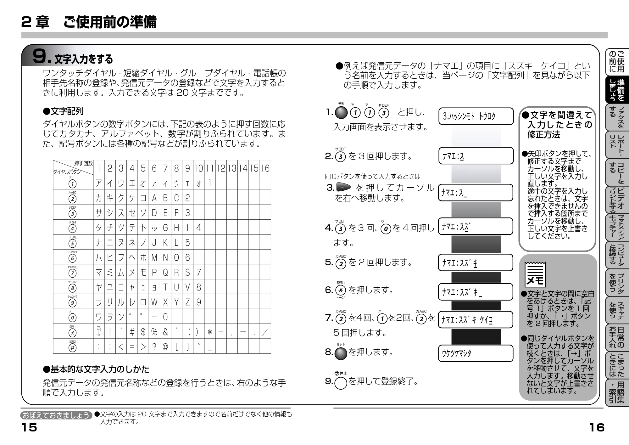 ブラザー MFC-9200J 取扱説明書(本体) — 9.文字入力をする — 原本ページ — 28ページ