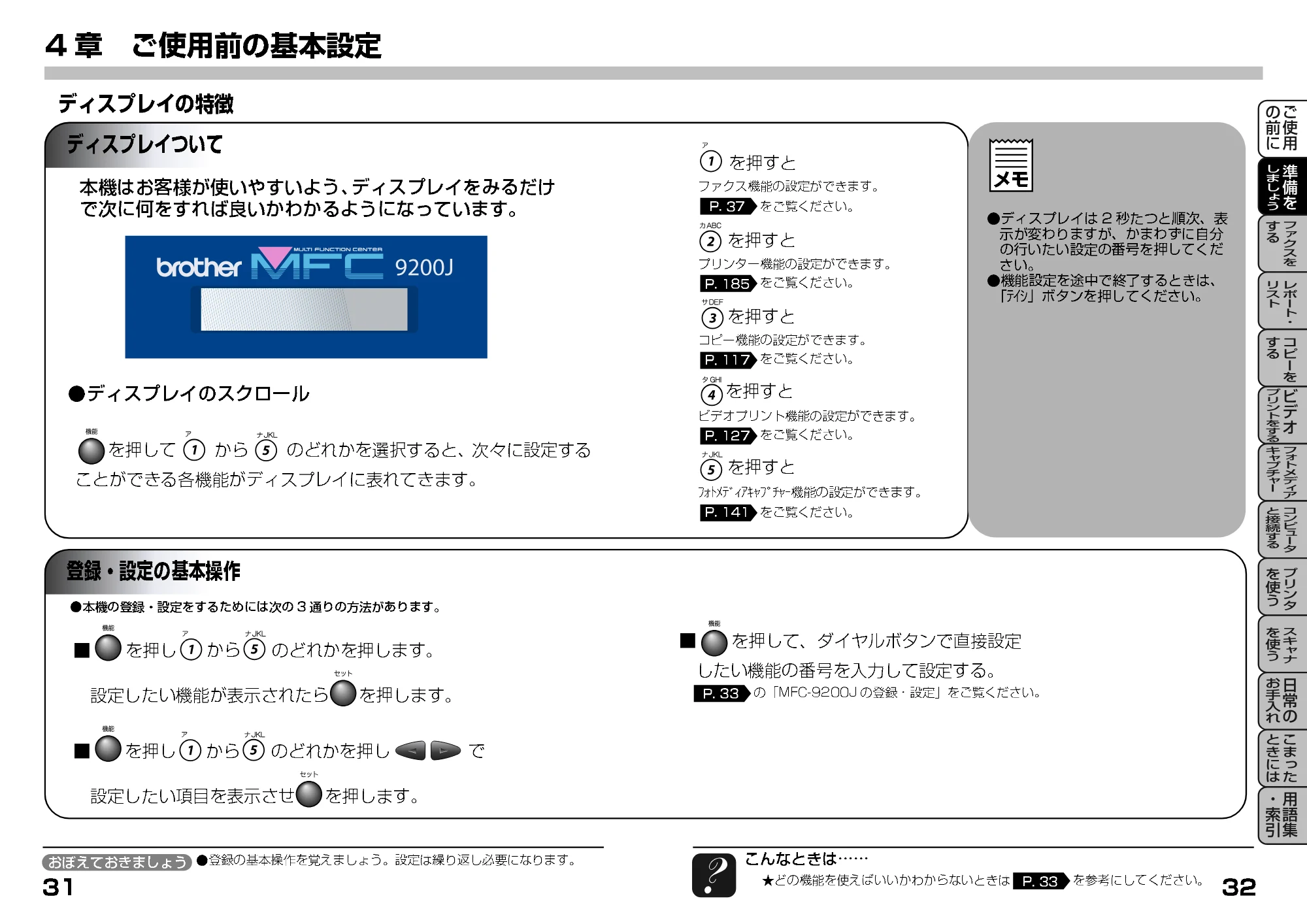 ブラザー MFC-9200J 取扱説明書(本体) — 4章 ご使用前の基本設定 — 原本ページ — 36ページ