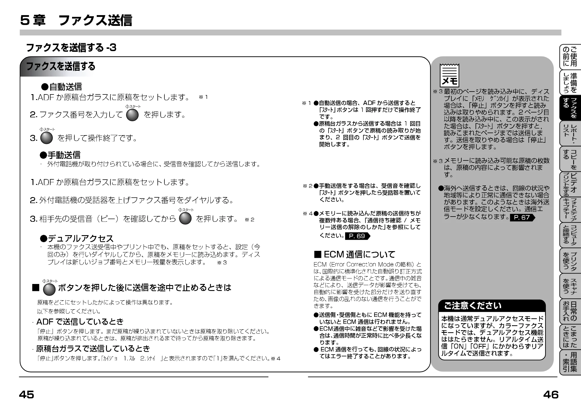 ブラザー MFC-9200J 取扱説明書(本体) — ファクスを送信する — 原本ページ — 45ページ