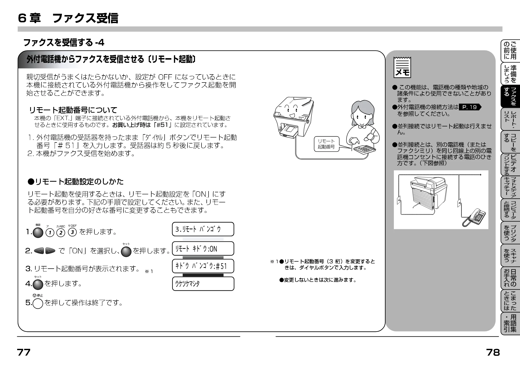 ブラザー MFC-9200J 取扱説明書(本体) — 外付電話機からファクスを受信させる〔リモート起動〕 — 原本ページ — 61ページ
