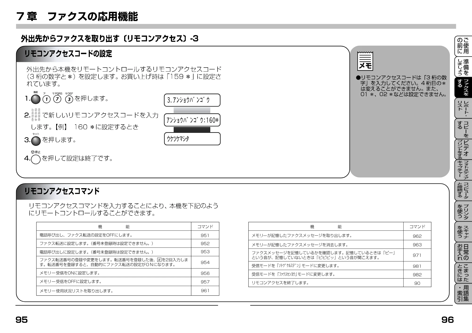 ブラザー MFC-9200J 取扱説明書(本体) — リモコンアクセスコードの設定 — 原本ページ — 70ページ