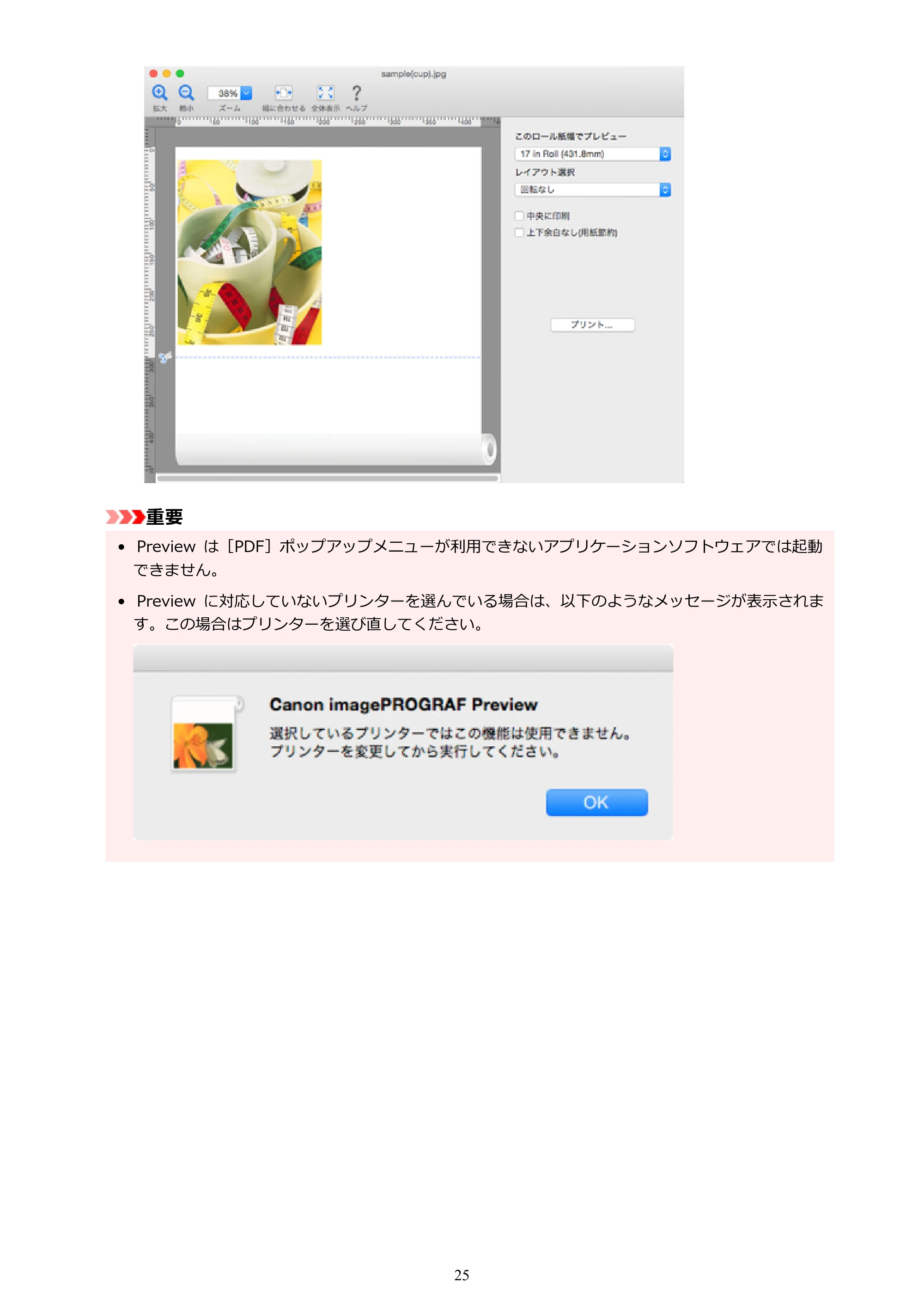 キヤノン PRO-1000 / PRO-2000 / PRO-4000 Preview ガイド（Mac版）2023年3月23日掲載（PDF：2.02MB） — 原本ページ — 25ページ