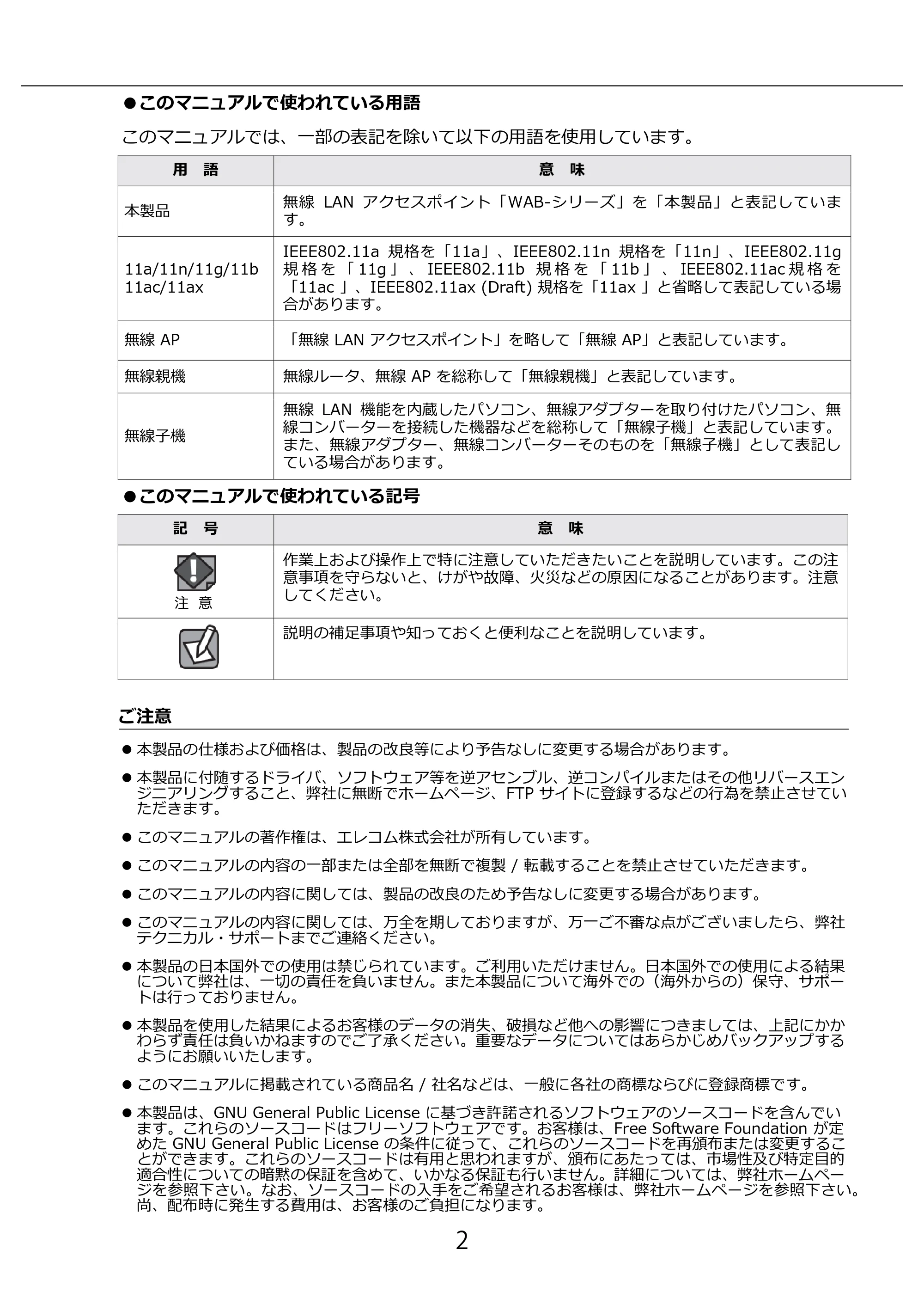 エレコム WAB-M2133 3.コンソール・マニュアル — 原本ページ — 2ページ