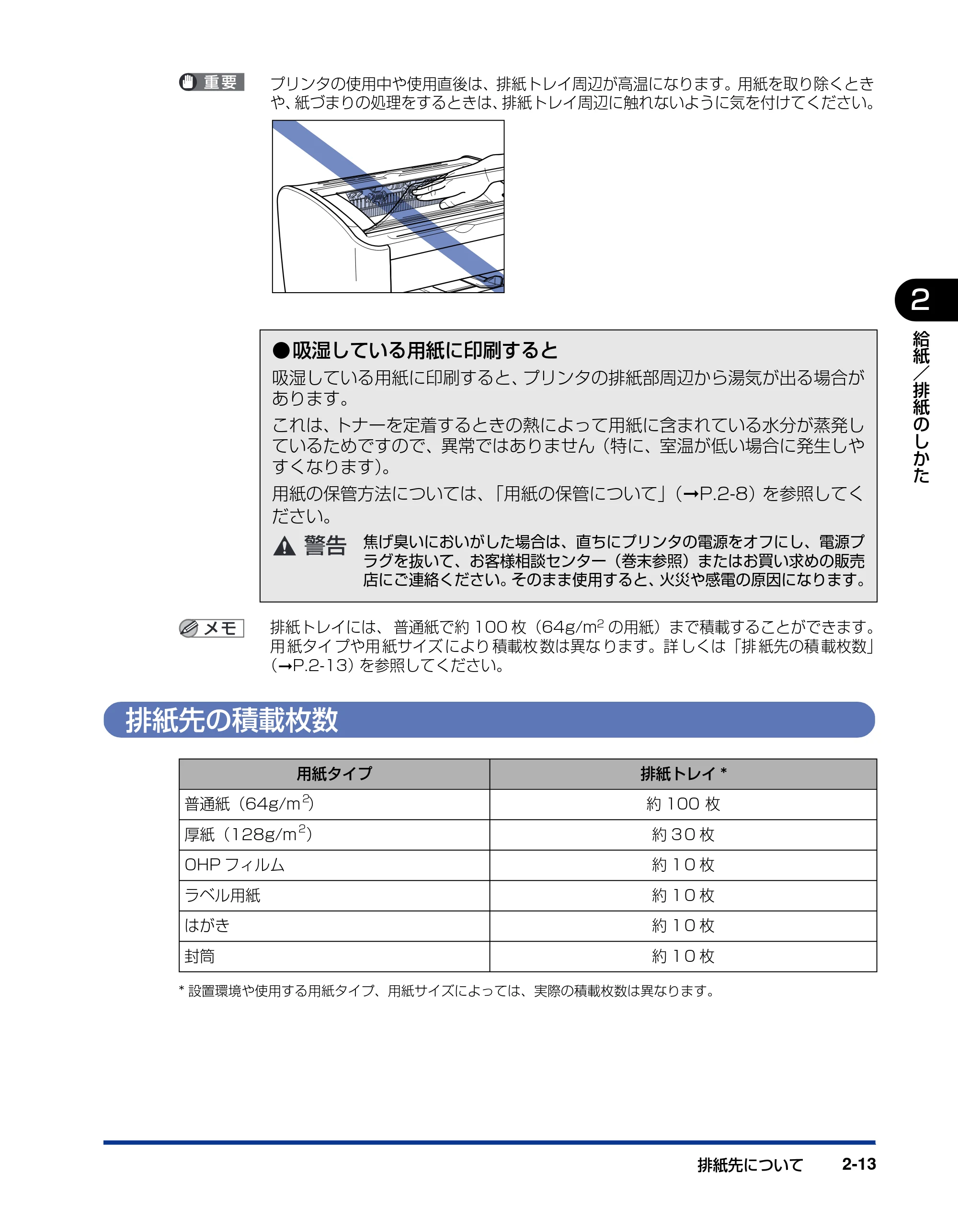キヤノン LBP3000/3000B ユーザーズガイド 2010年3月11日更新 （PDF形式／11.12Mバイト） — 排紙先の積載枚数 — 原本ページ — 47ページ