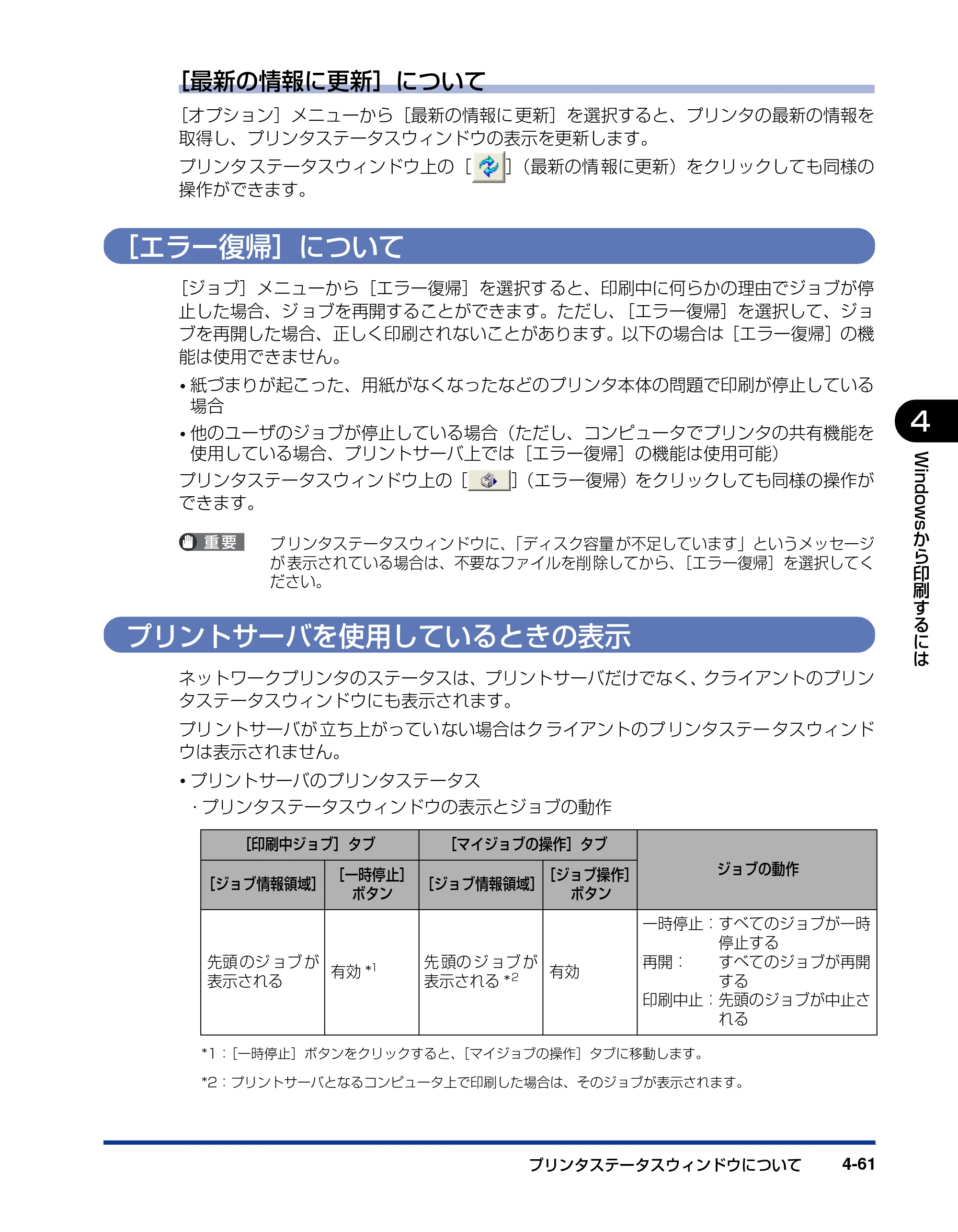 キヤノン LBP3000/3000B ユーザーズガイド 2010年3月11日更新 （PDF形式／11.12Mバイト） — ［エラー復帰］について — 原本ページ — 223ページ