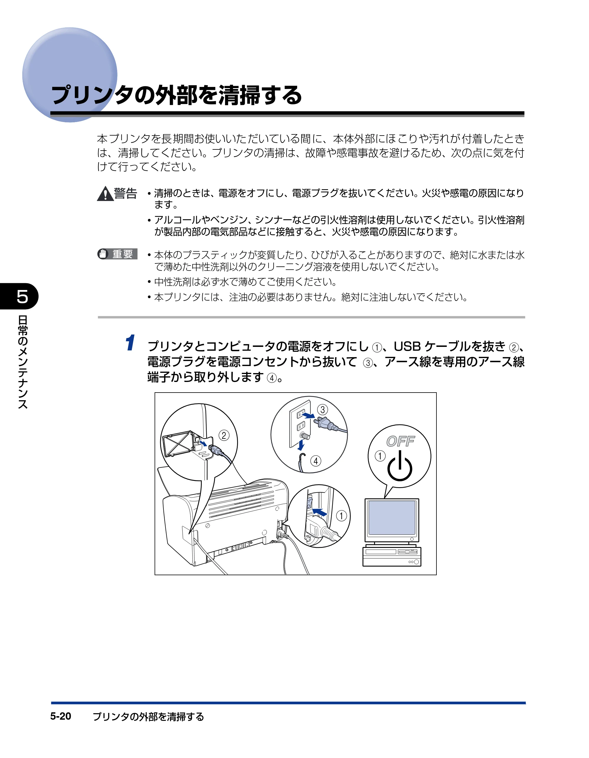 キヤノン LBP3000/3000B ユーザーズガイド 2010年3月11日更新 （PDF形式／11.12Mバイト） — プリンタの外部を清掃する — 原本ページ — 244ページ