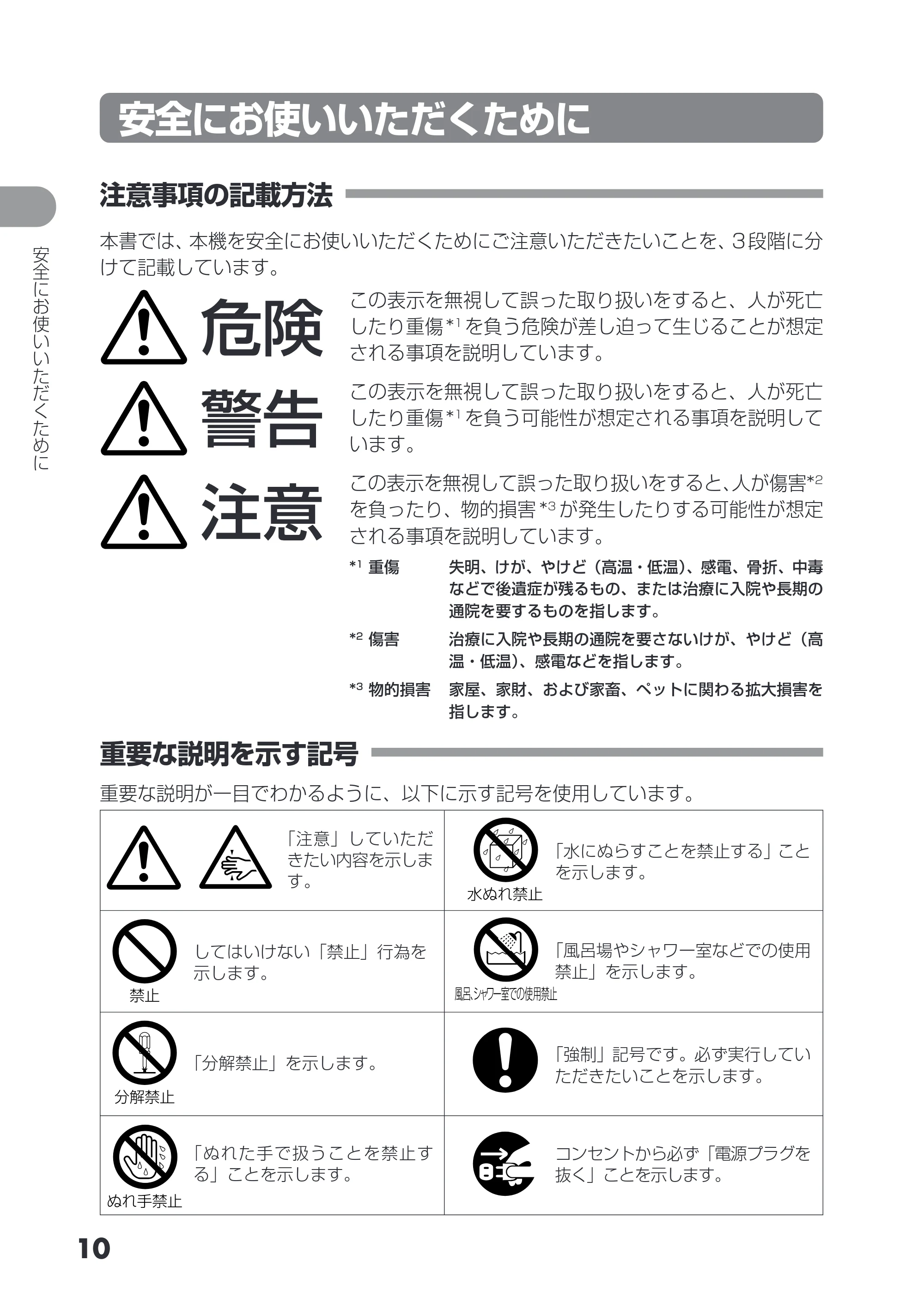 日立 DZ-HS503 取扱説明書 — 安全にお使いいただくために — 原本ページ — 10ページ