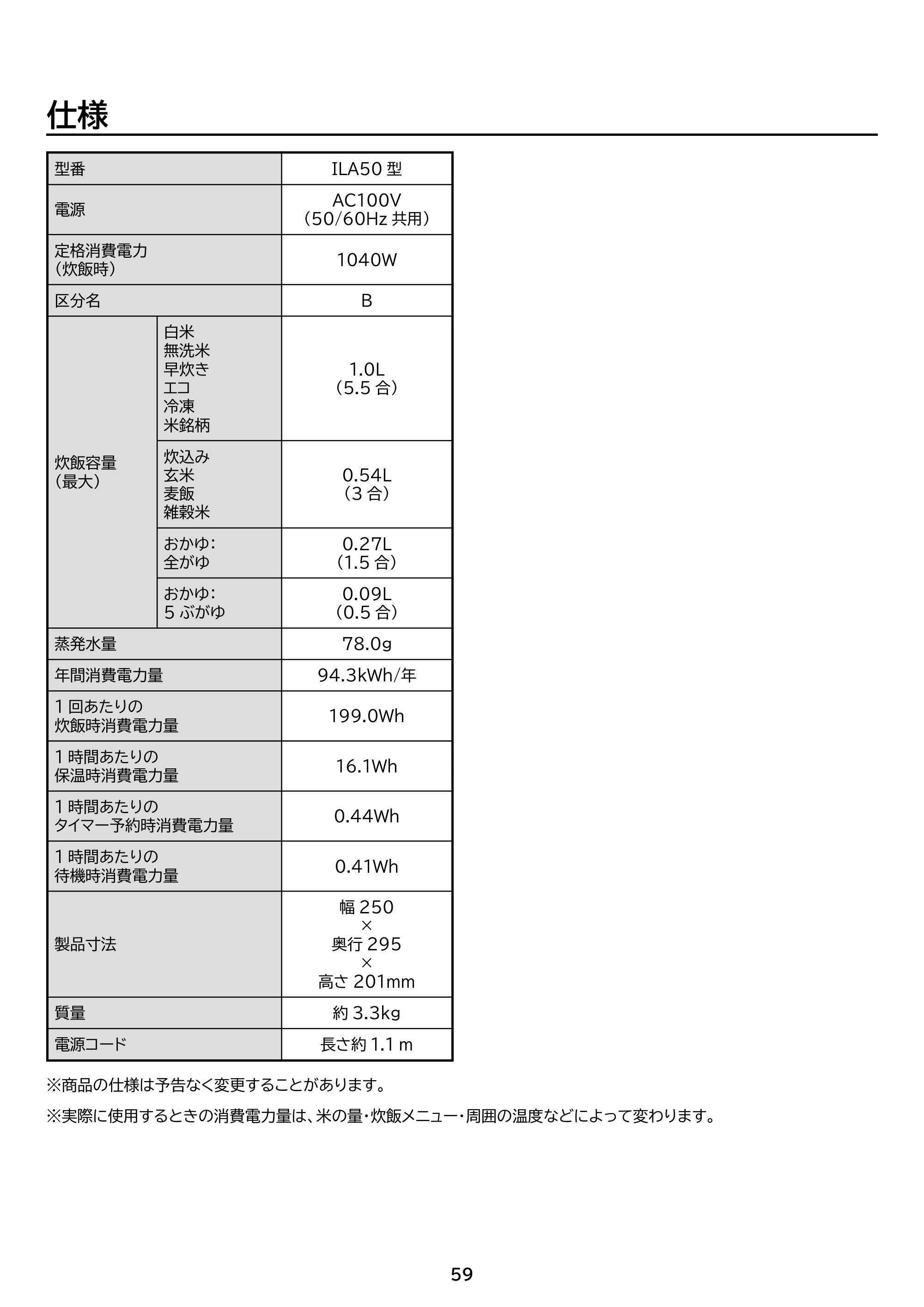 アイリスオーヤマ RC-ILA50 取扱説明書 — 原本ページ — 59ページ