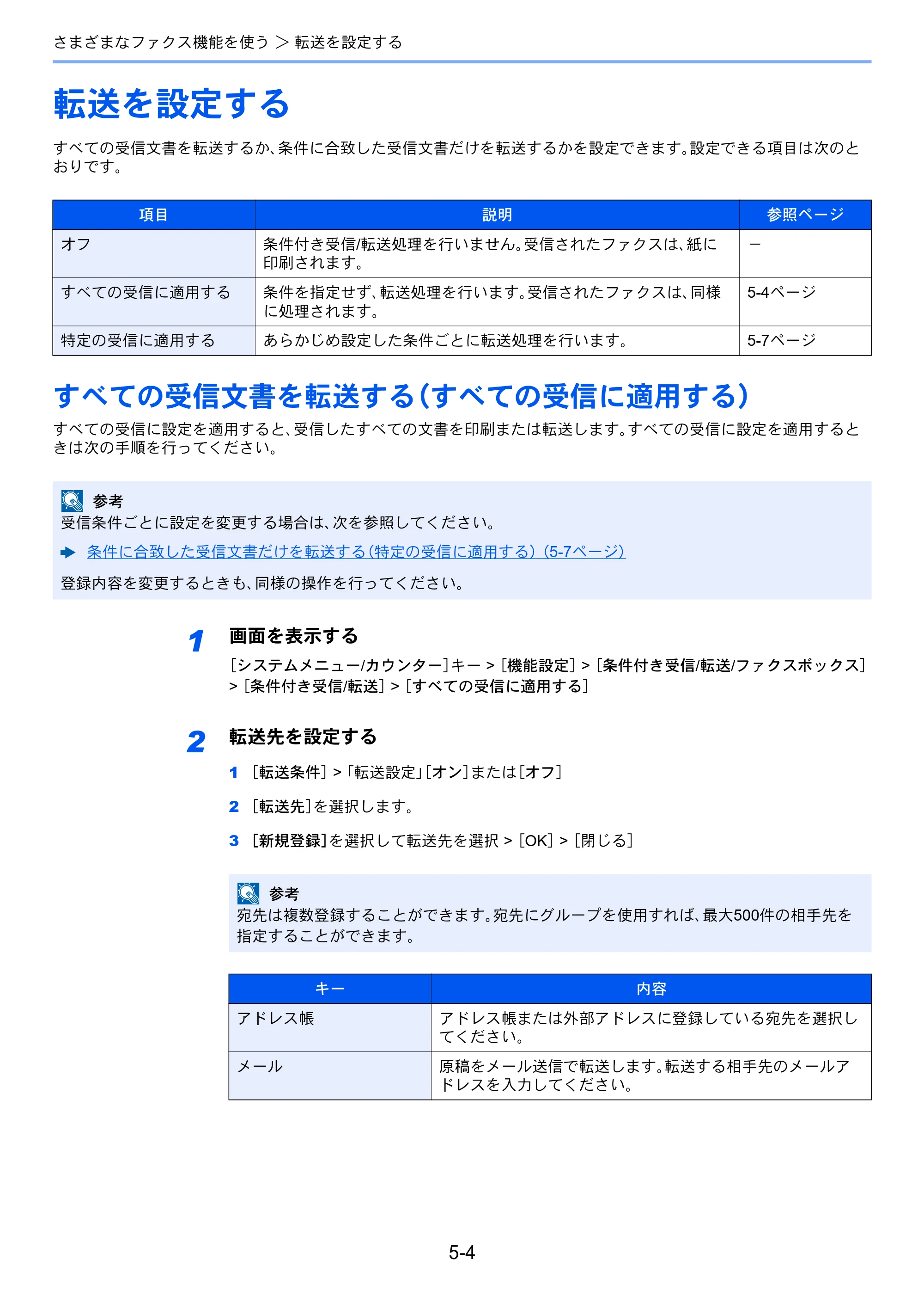 京セラ TASKalfa 358ci / TASKalfa 408ci TASKalfa 408ci/TASKalfa 358ci FAXSystem10(X) 使用説明書 — 転送を設定する — 原本ページ — 99ページ