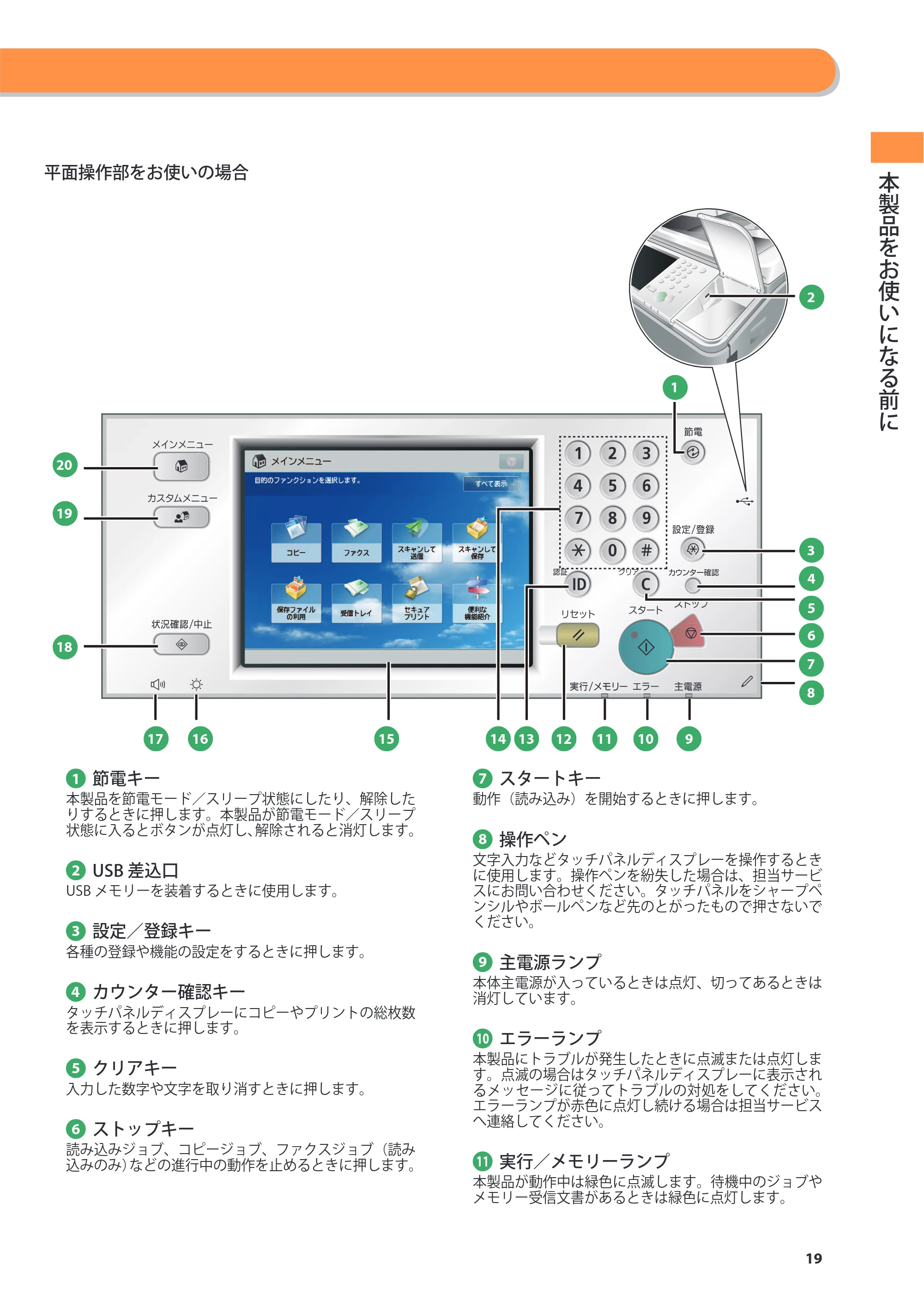 キヤノン imageRUNNER ADVANCE 8205 PRO/8205 B/8295 PRO/8295 B/8285 PRO/8285 B 基本操作ガイド 2015年1月22日更新（PDF：21.1MB） — 原本ページ — 19ページ
