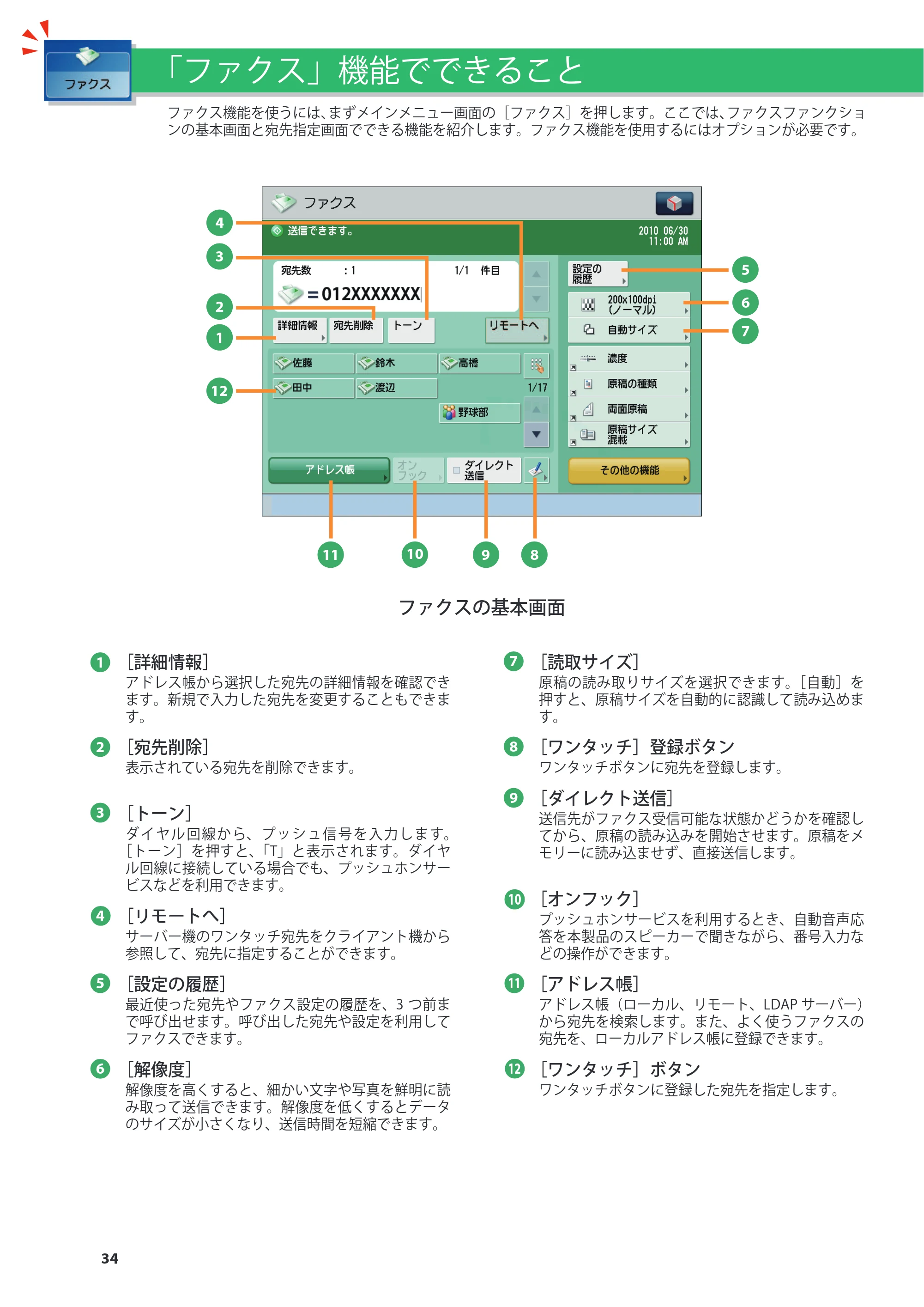 キヤノン imageRUNNER ADVANCE 8205 PRO/8205 B/8295 PRO/8295 B/8285 PRO/8285 B 基本操作ガイド 2015年1月22日更新（PDF：21.1MB） — 「ファクス」機能でできること — 原本ページ — 34ページ