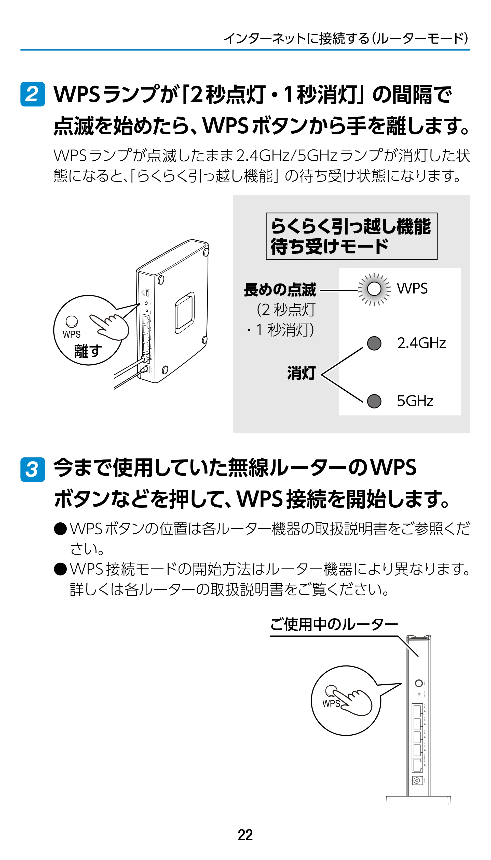 エレコム WRC-1900GST2 / WRC-1900GST2A-W / WRC-1900GST2SP 3.ユーザーズマニュアル（基本機能編） — 原本ページ — 22ページ